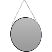 Wandspiegel rund Metall Glas anthrazit 20 cm mit Aufhängekette | Miamonda