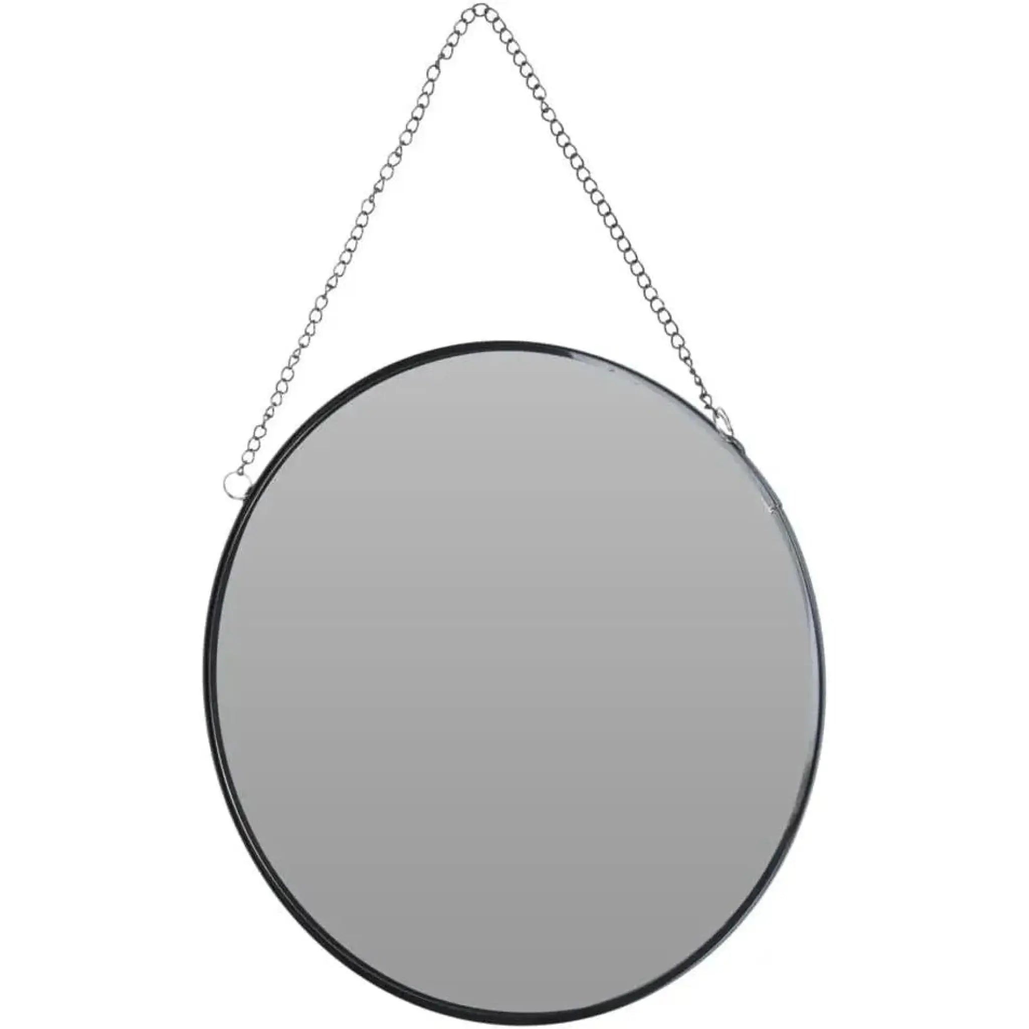 Wandspiegel rund Metall Glas anthrazit 20 cm mit Aufhängekette | Miamonda