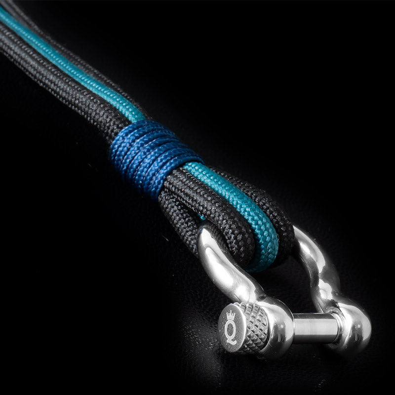 Odyssey Armband aus Stoff und Metall in Schwarz und Blau