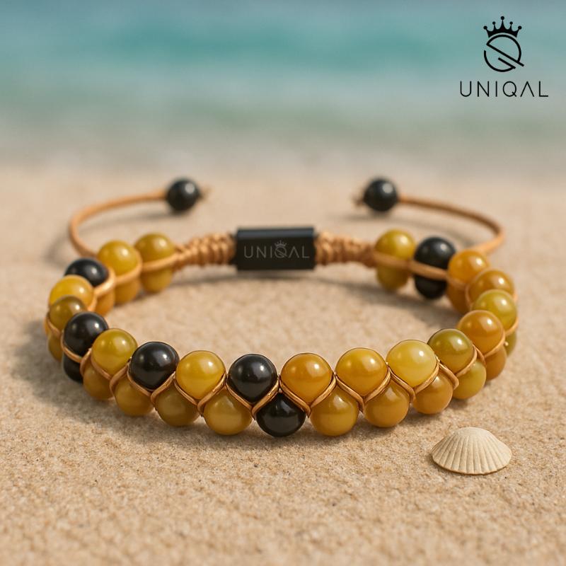 Perlenarmband Onyx und Achat 6mm - Eleganz für jeden Anlass