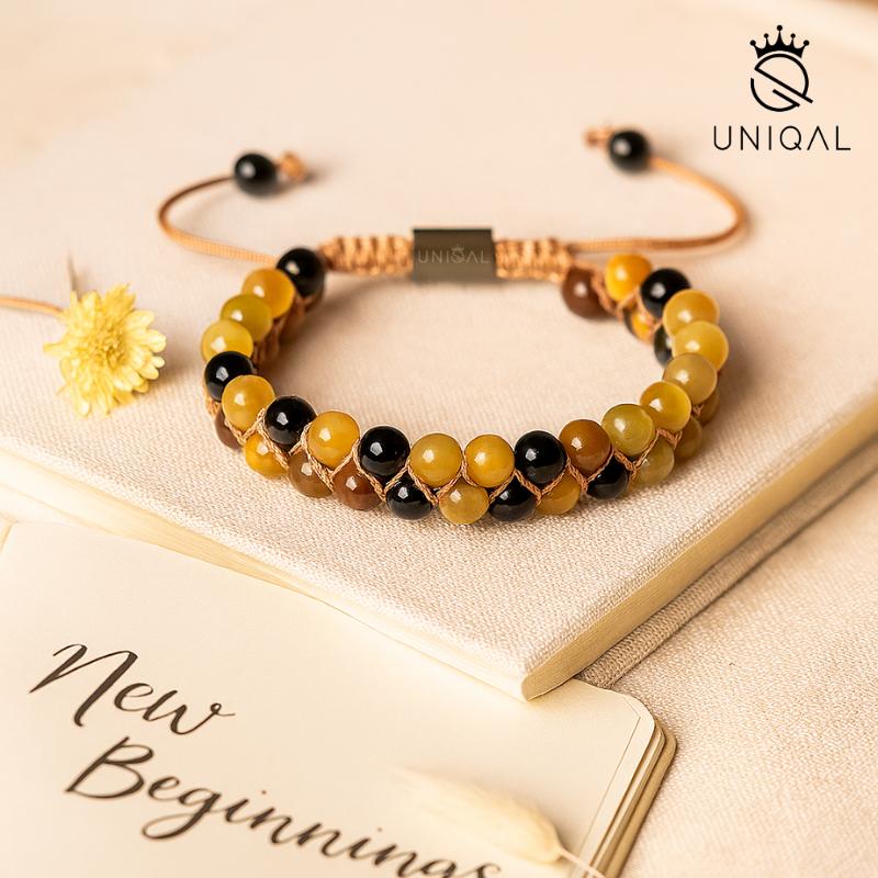 Perlenarmband Onyx und Achat 6mm - Eleganz für jeden Anlass