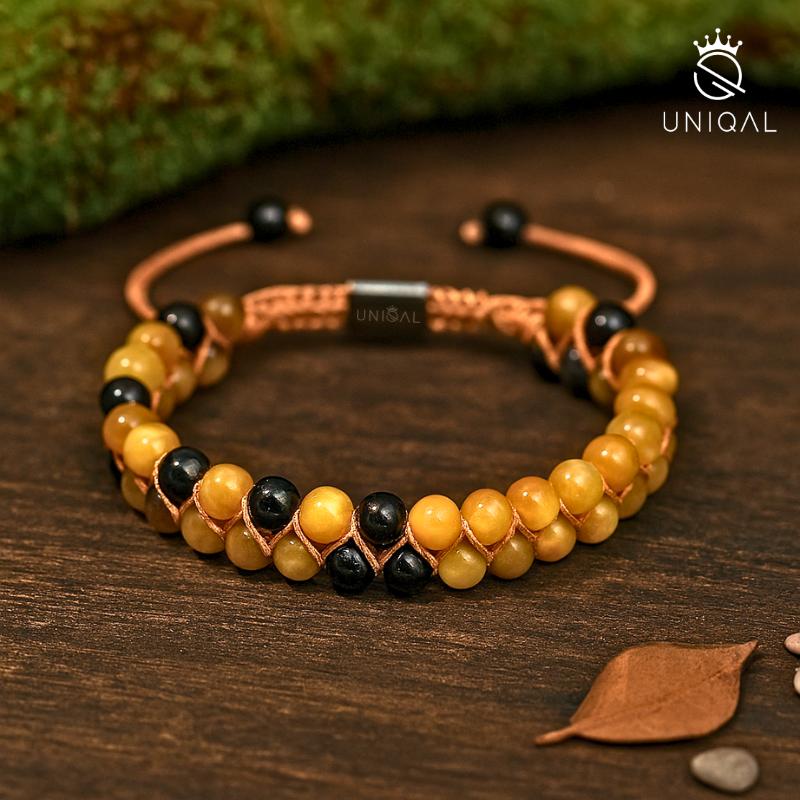 Perlenarmband Onyx und Achat 6mm - Eleganz für jeden Anlass