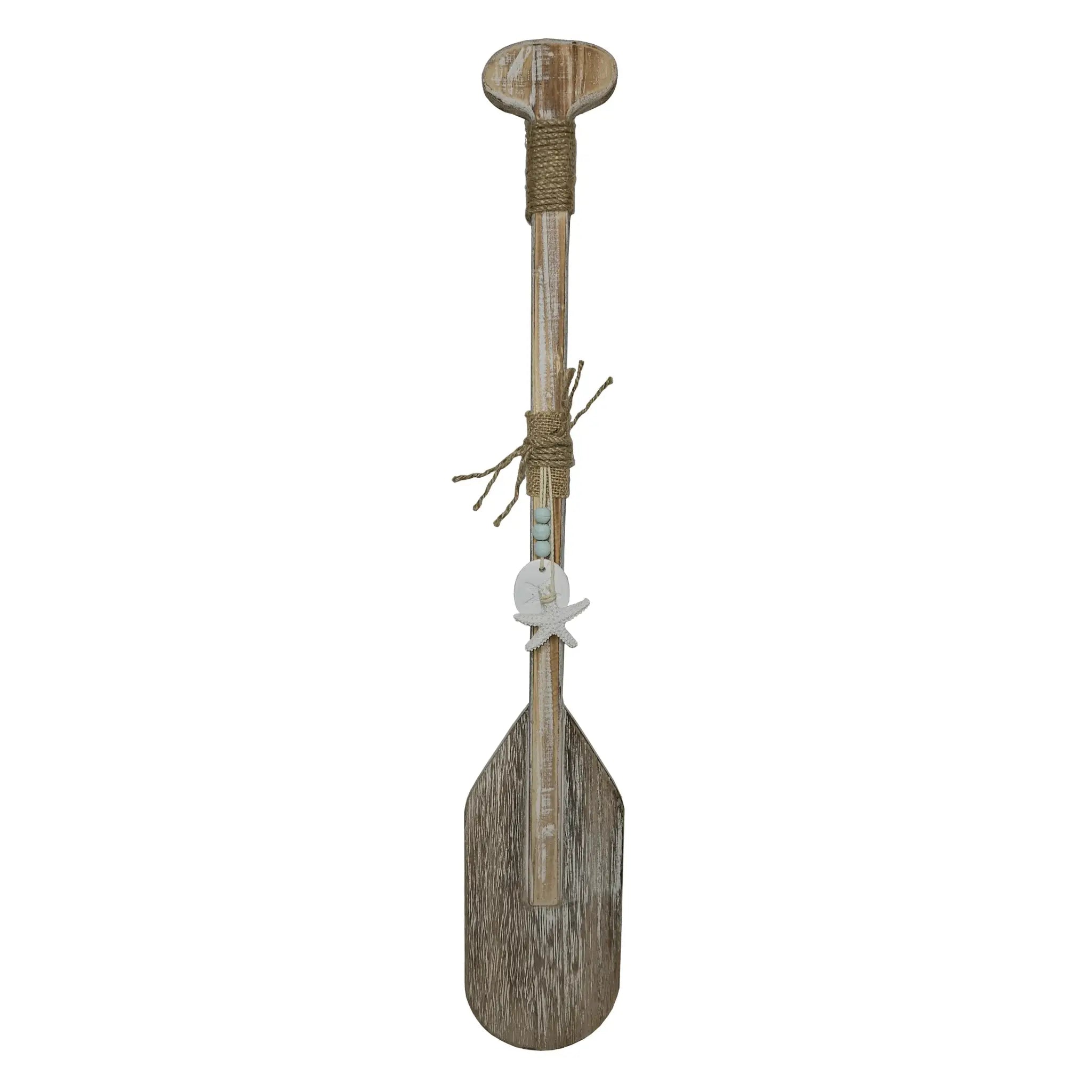 Deko Paddel Holz maritim 60 cm braun-weiß mit Juteband und Aufhängung | Miamonda