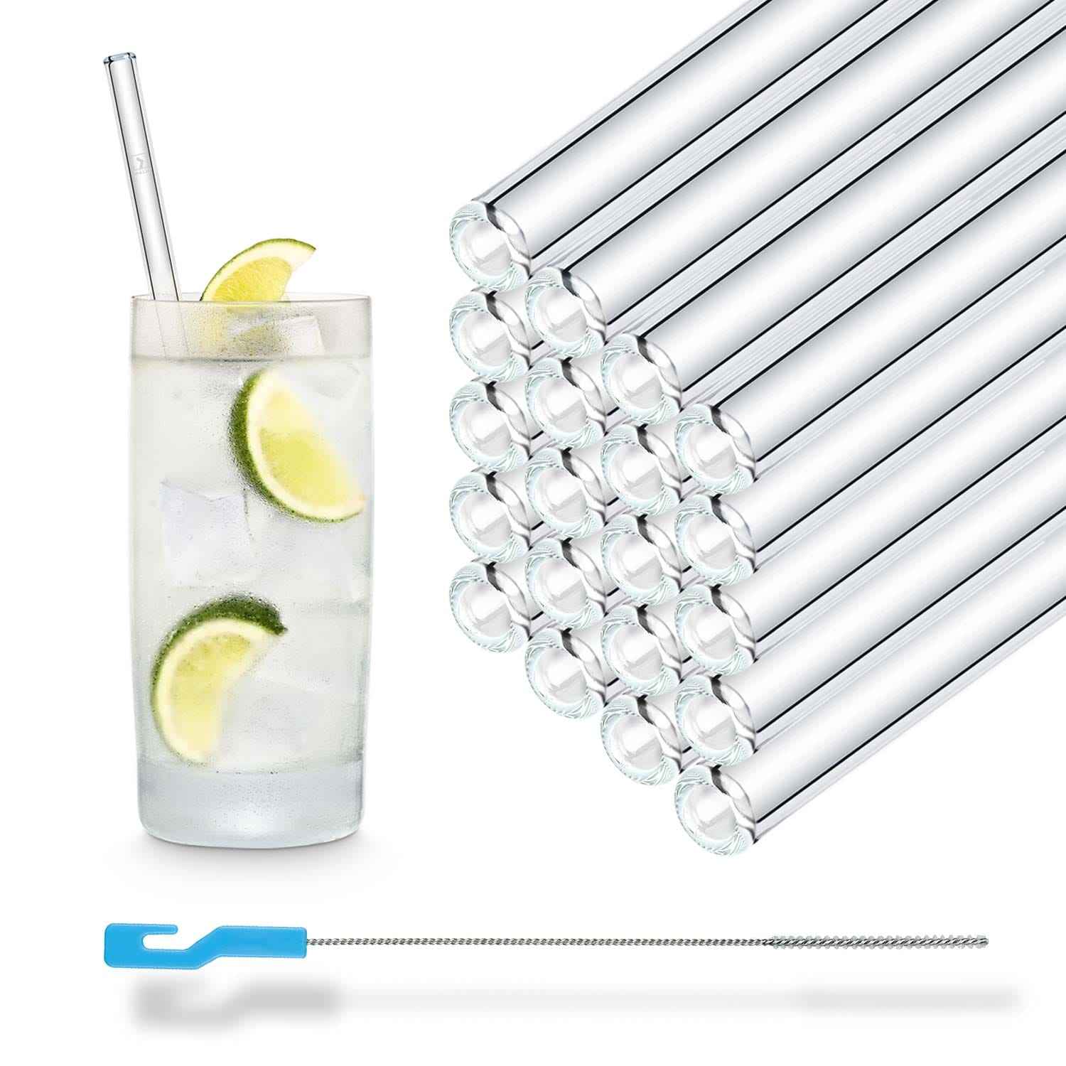 50x 20cm Glasstrohhalme für jeden Anlass inkl. Profi Reinigungsbürste