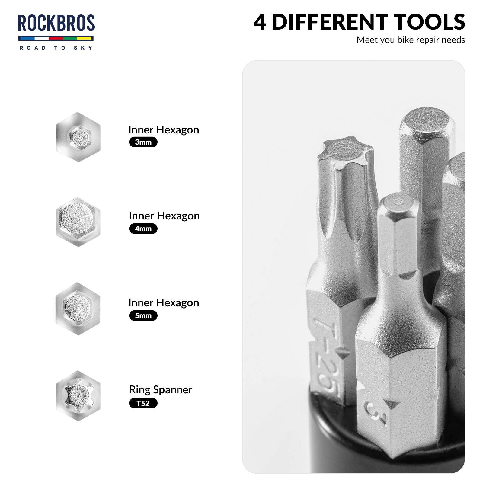 Kompaktes 6 in 1 Werkzeugset von ROAD TO SKY für Fahrradreparaturen