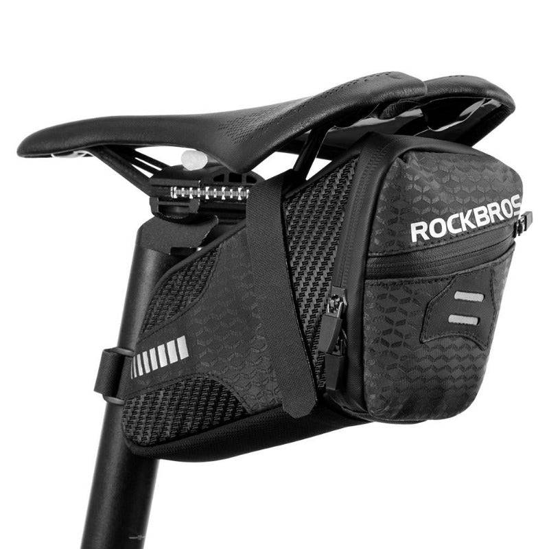 ROCKBROS Fahrrad Satteltasche schwarz mit 2 zusätzlichen Taschen, 1,5L Volumen