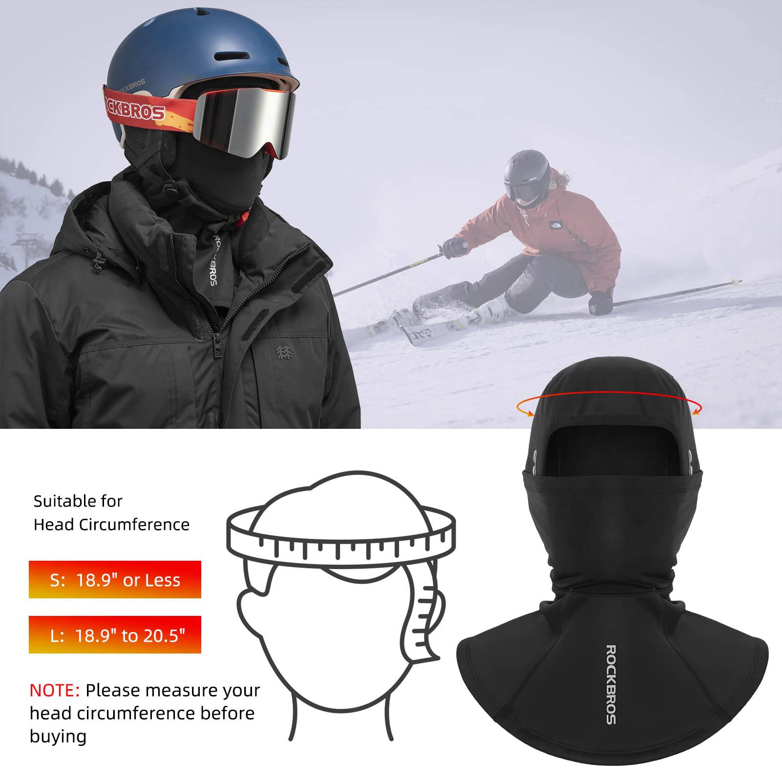 ROCKBROS Winter Balaclava Herren, winddichte Sturmmaske für Outdoorsport, detailreiche Ansicht