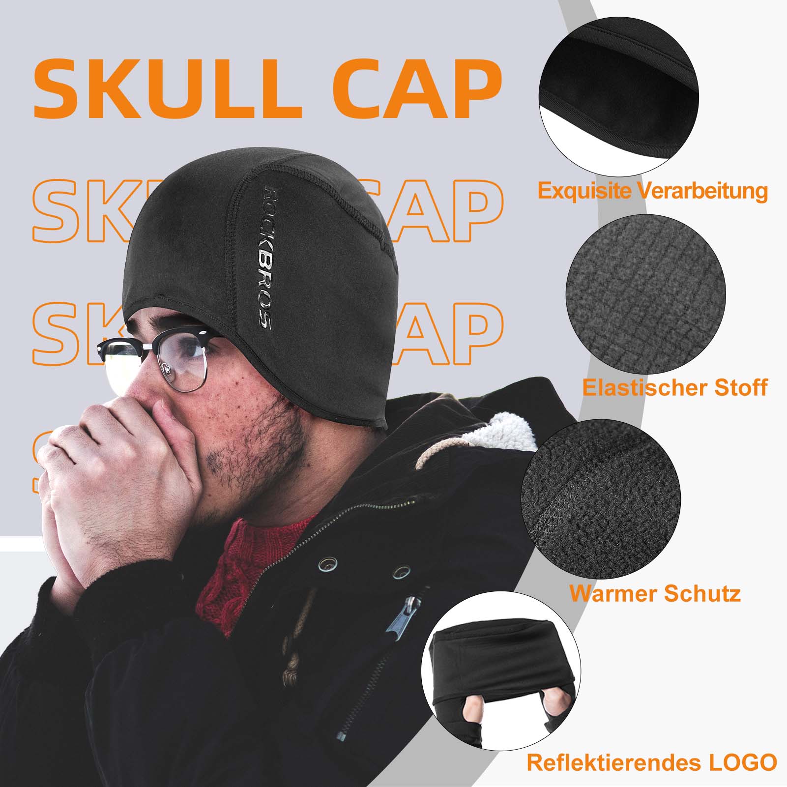 ROCKBROS Wintermütze in Schwarz, warme Strickmütze für Sport und Freizeit