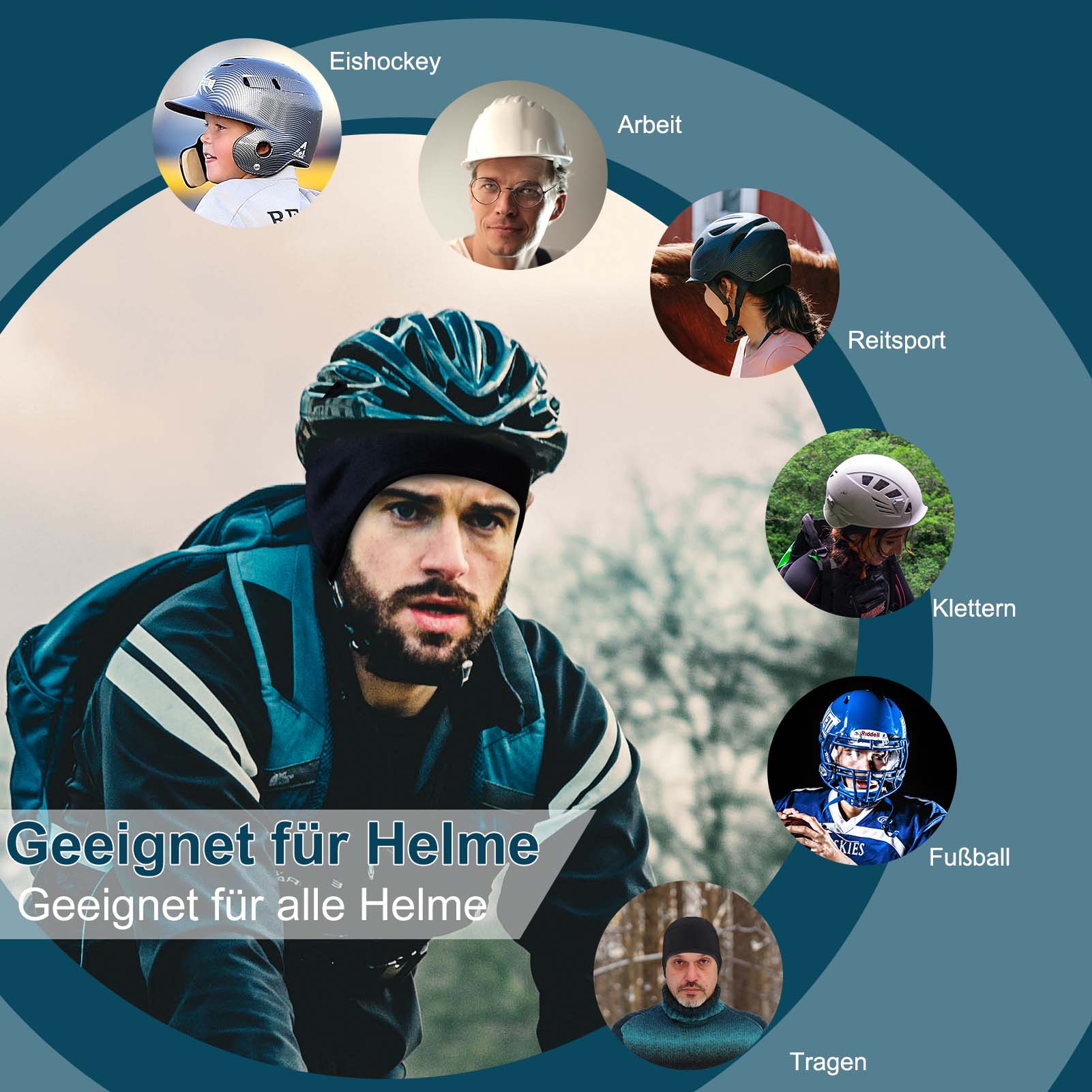 Warme ROCKBROS Strickmütze in Schwarz, ideal für Radfahren und Skifahren