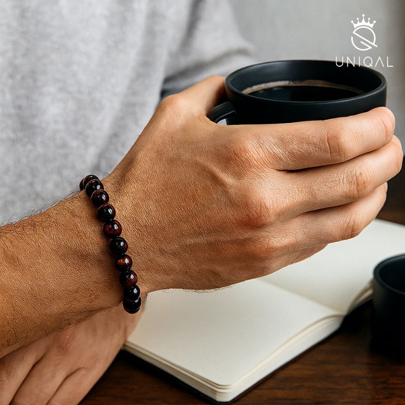 Armband Rotes Tigerauge Perlen 8mm - Bild 3