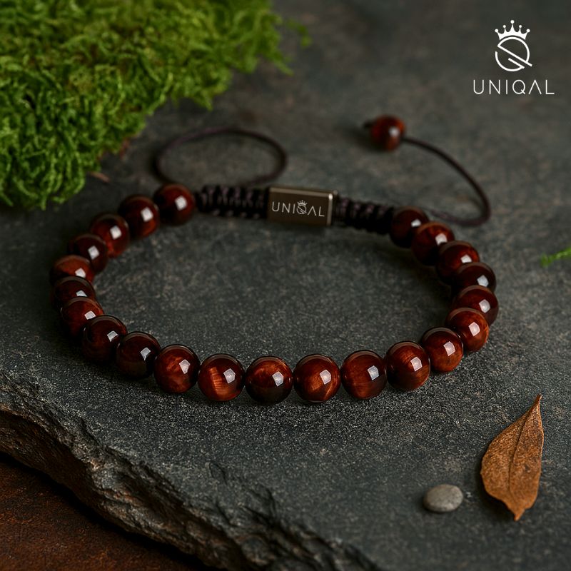 Armband Rotes Tigerauge Perlen 8mm - Bild 5