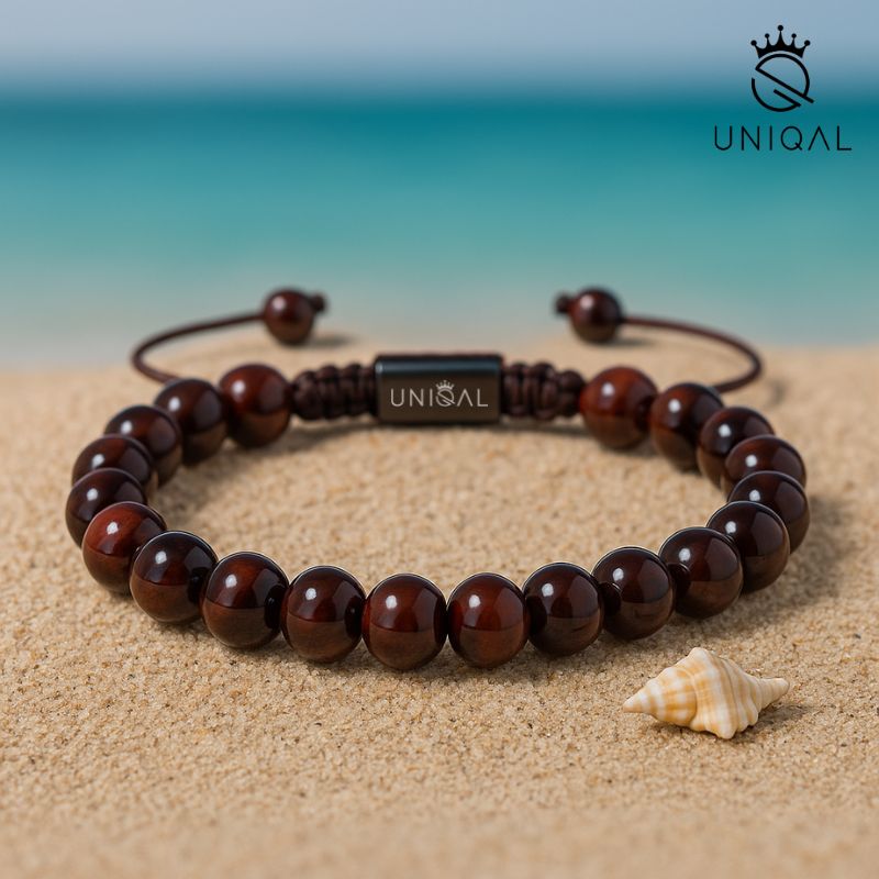 Armband Rotes Tigerauge Perlen 8mm - Bild 4