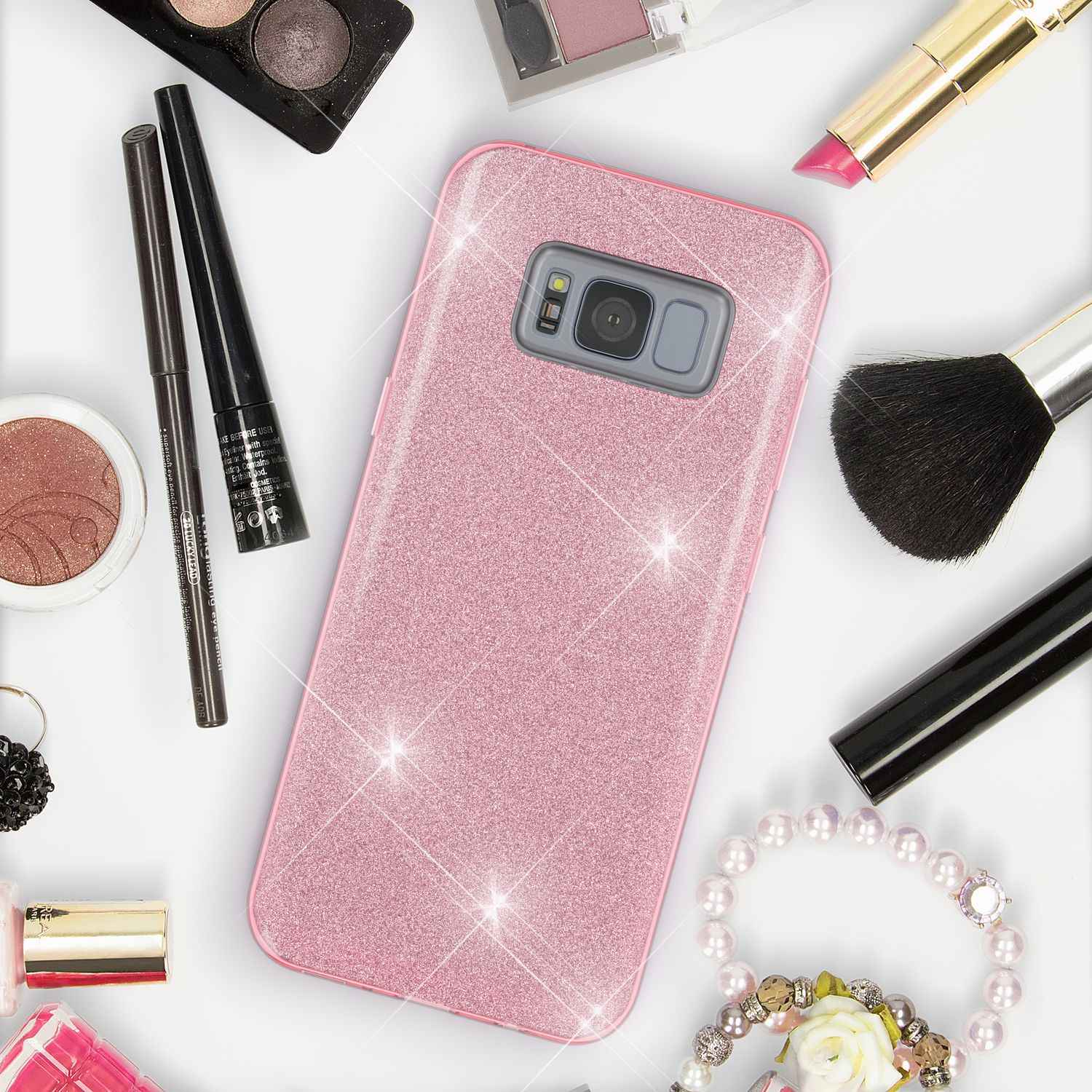 Samsung Galaxy S8 Hülle Handyhülle von NALIA, Glitzer Slim Case Cover Schutzhülle