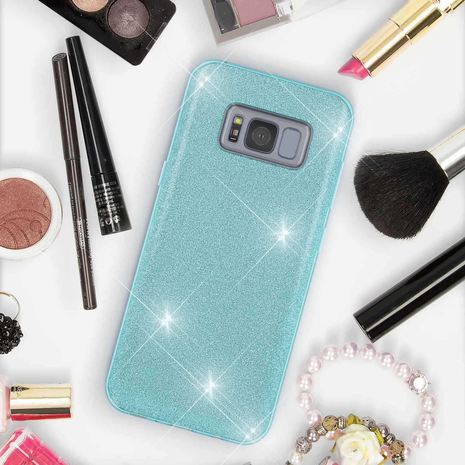 Samsung Galaxy S8 Hülle Handyhülle von NALIA, Glitzer Slim Case Cover Schutzhülle