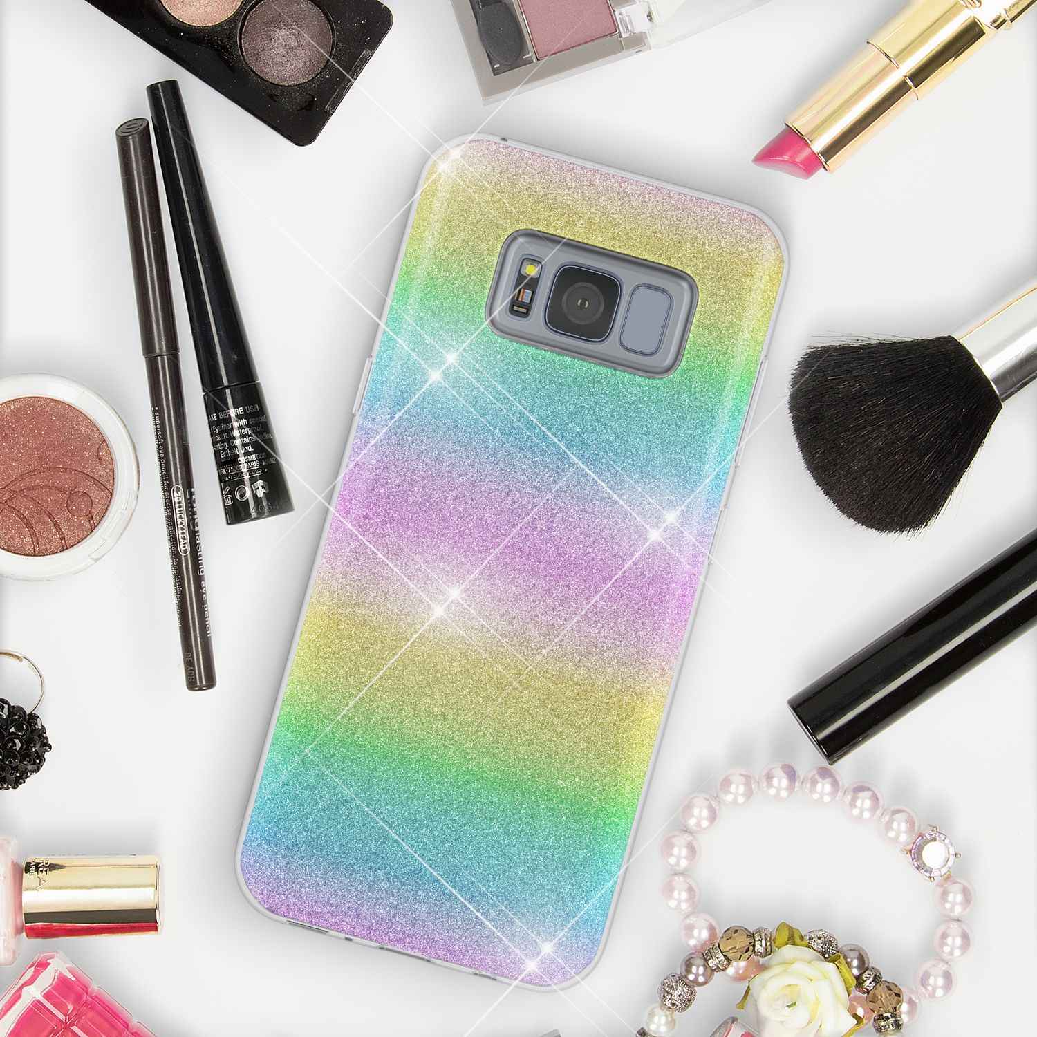 Samsung Galaxy S8 Hülle Handyhülle von NALIA, Glitzer Slim Case Cover Schutzhülle