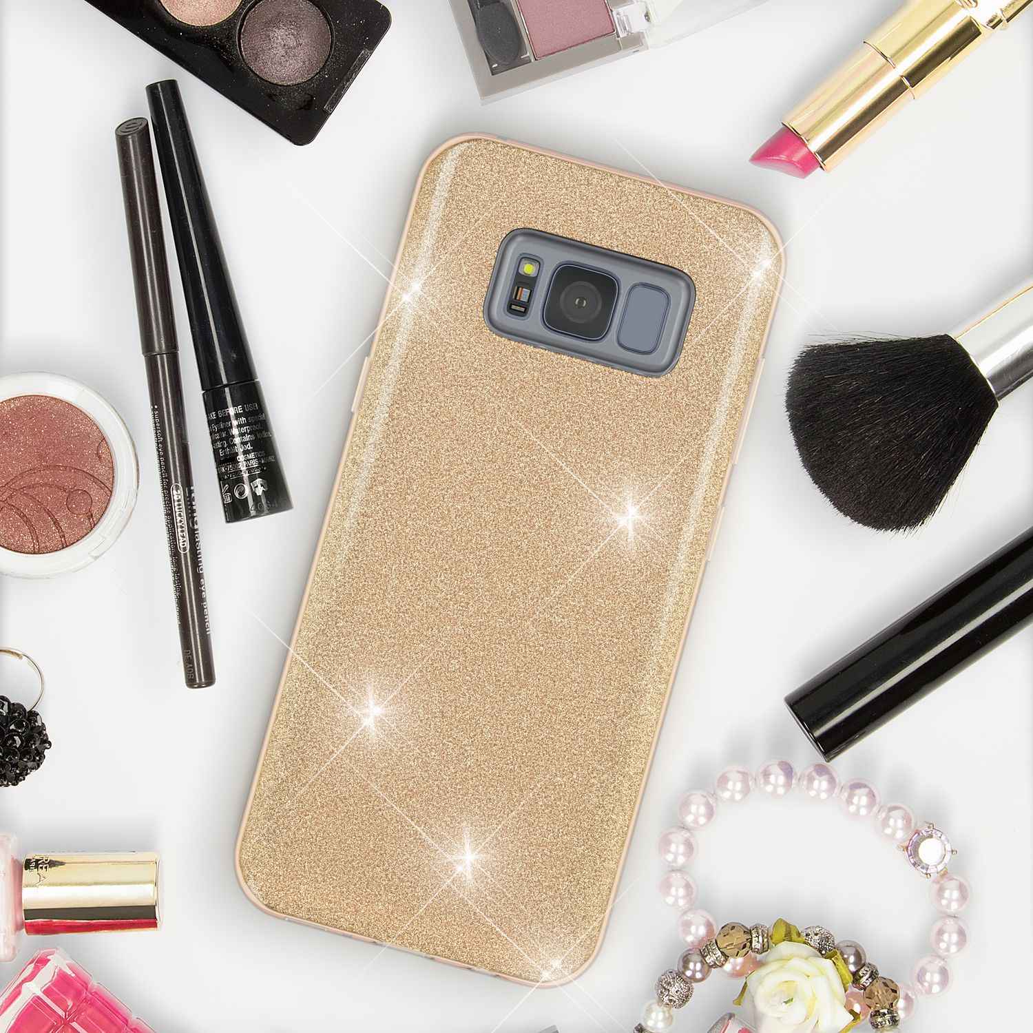 Samsung Galaxy S8 Hülle Handyhülle von NALIA, Glitzer Slim Case Cover Schutzhülle