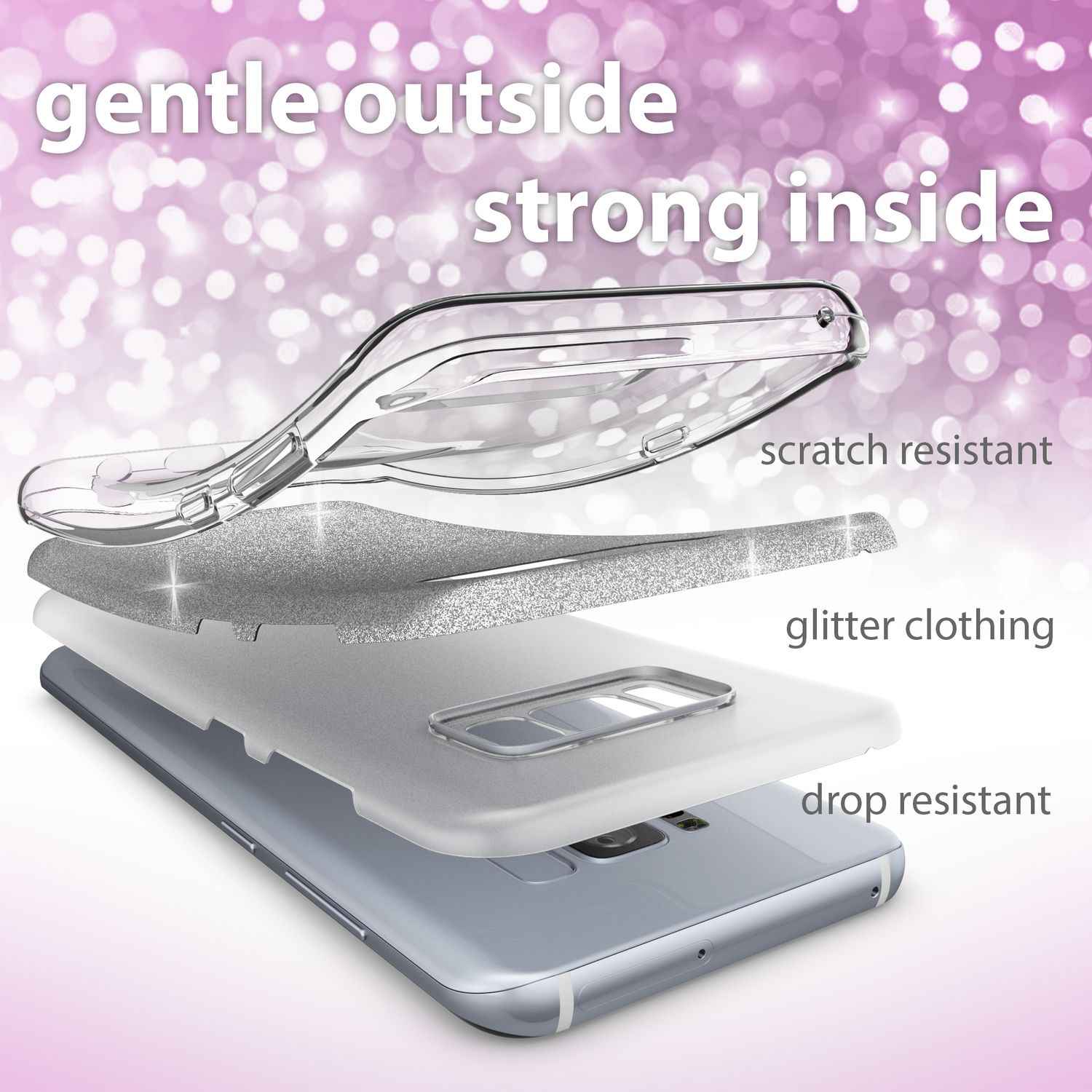 Samsung Galaxy S8 Hülle Handyhülle von NALIA, Glitzer Slim Case Cover Schutzhülle