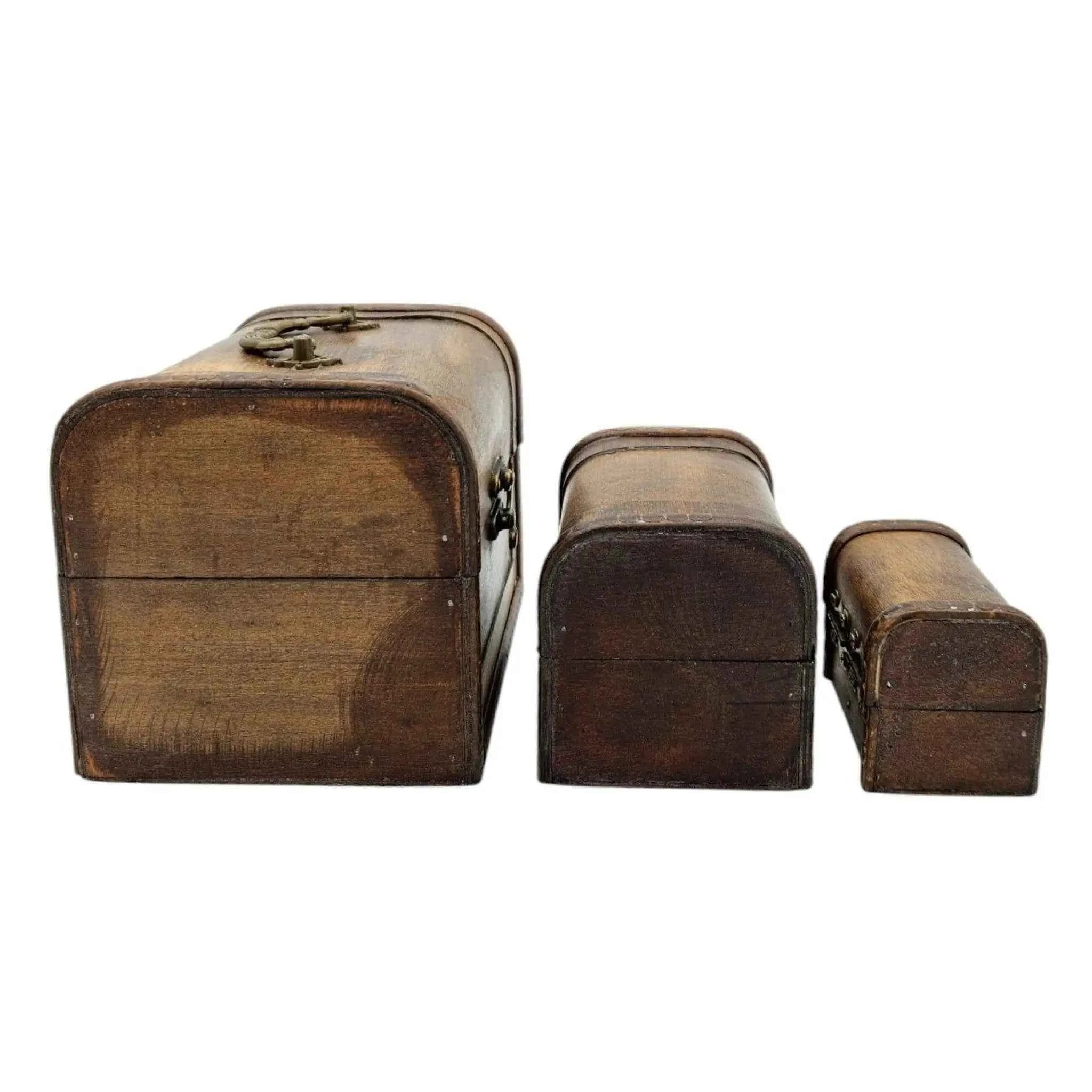 Schatzkiste Holzkiste mit Deckel Kiste weiß braun kleine Schatztruhe 3er Set