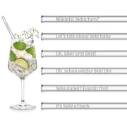 Glasstrohhalme graviert mit Sekt-Sprüchen 6er Set transparent | HALM Straws