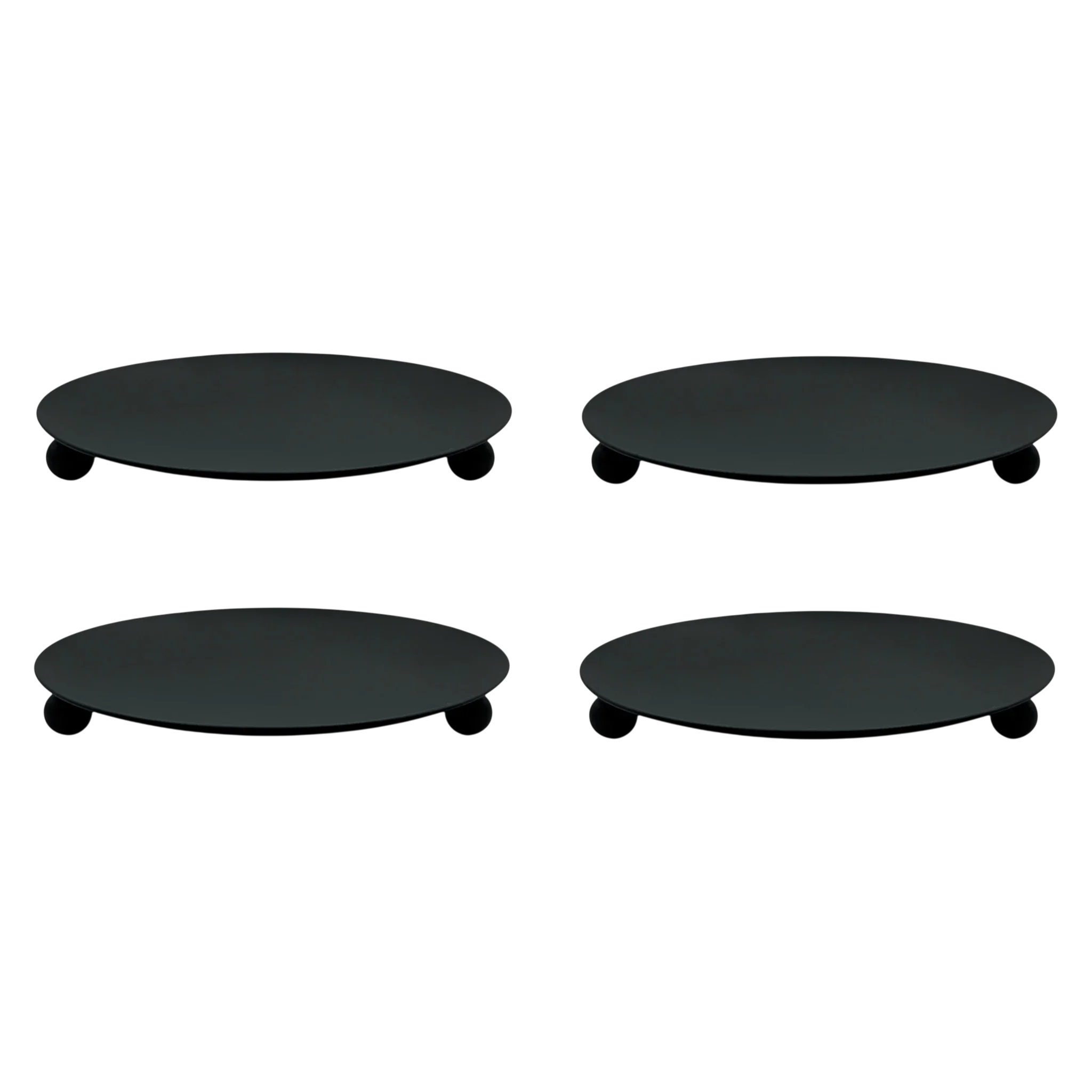 Kerzenteller schwarz matt 8,5 cm 4er Set Metall Standfüße | Miamonda
