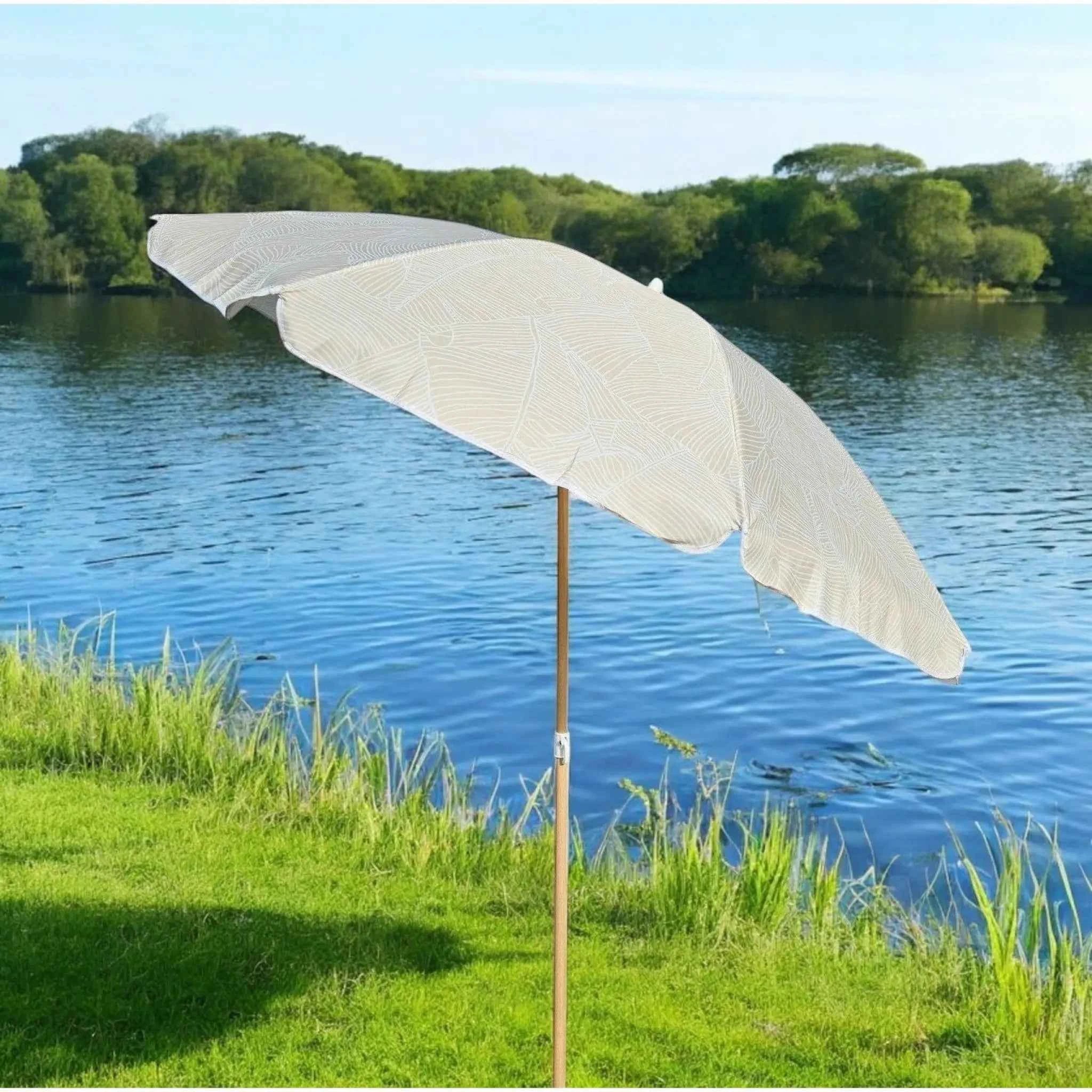 Sonnenschirm Strandschirm Balkonschirm grün creme braun 160 cm UV Schutz 30+