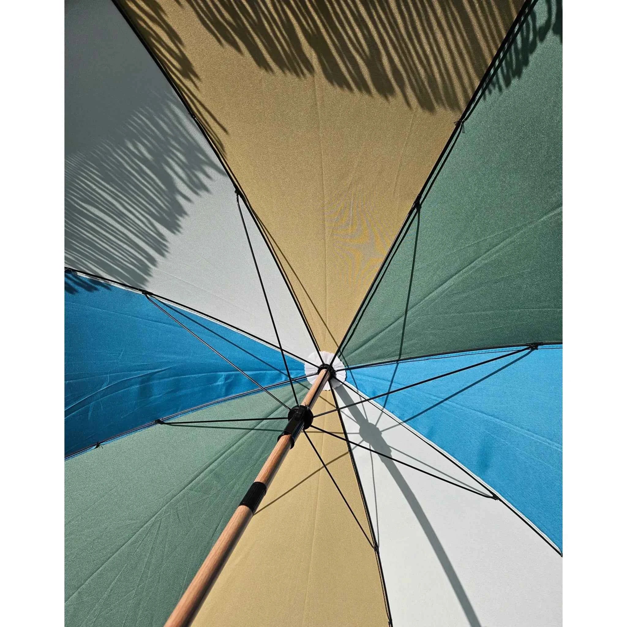 Sonnenschirm Strandschirm Schirm UV Schutz Fransen BLAU GRÜN knickbar Ø 170 cm
