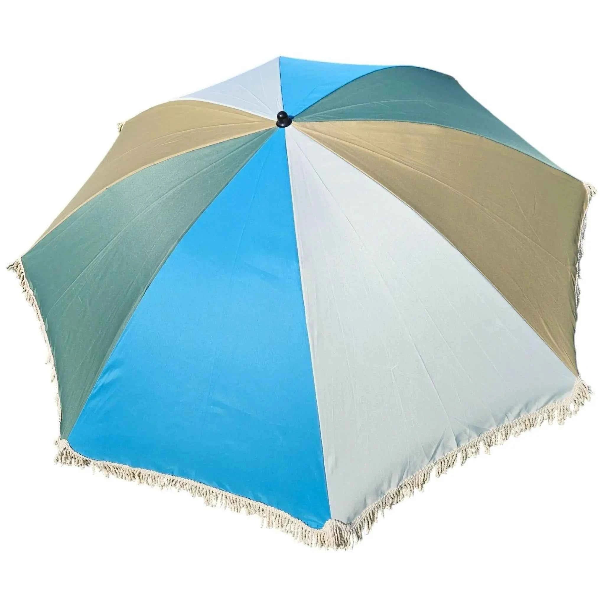 Sonnenschirm Strandschirm Schirm UV Schutz Fransen BLAU GRÜN knickbar Ø 170 cm