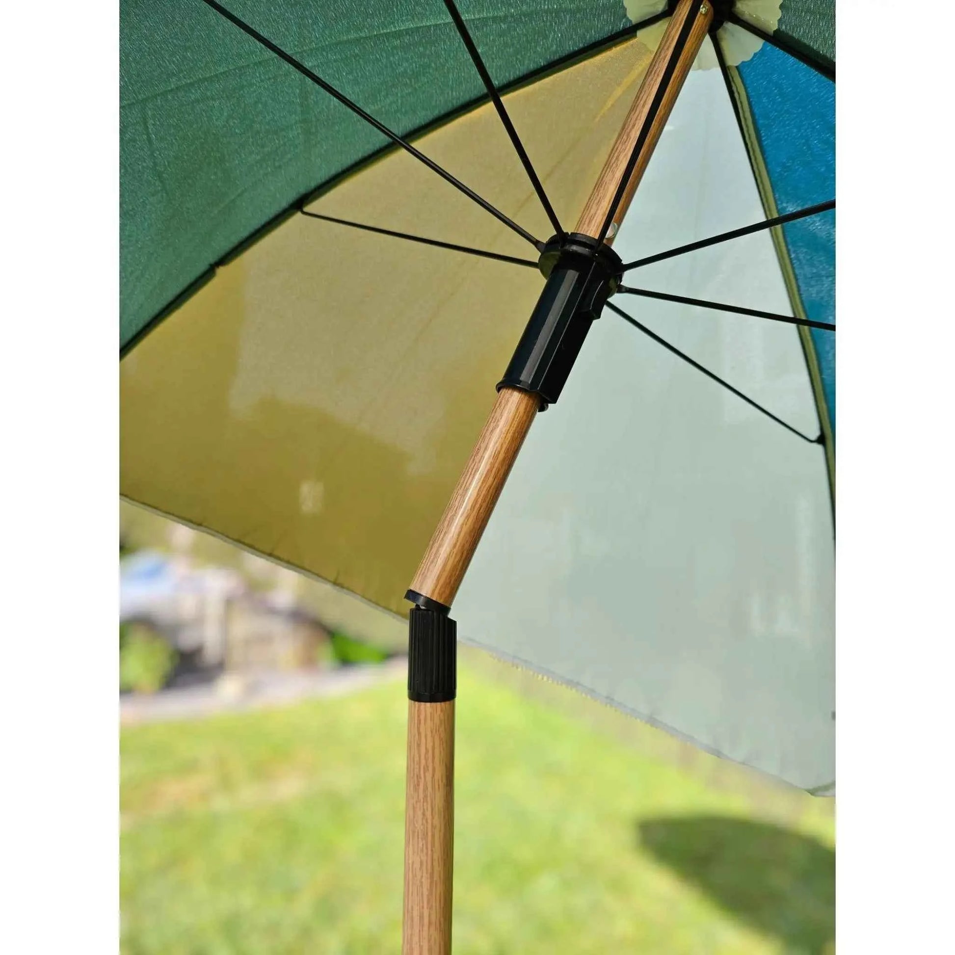 Sonnenschirm Strandschirm Schirm UV Schutz Fransen BLAU GRÜN knickbar Ø 170 cm