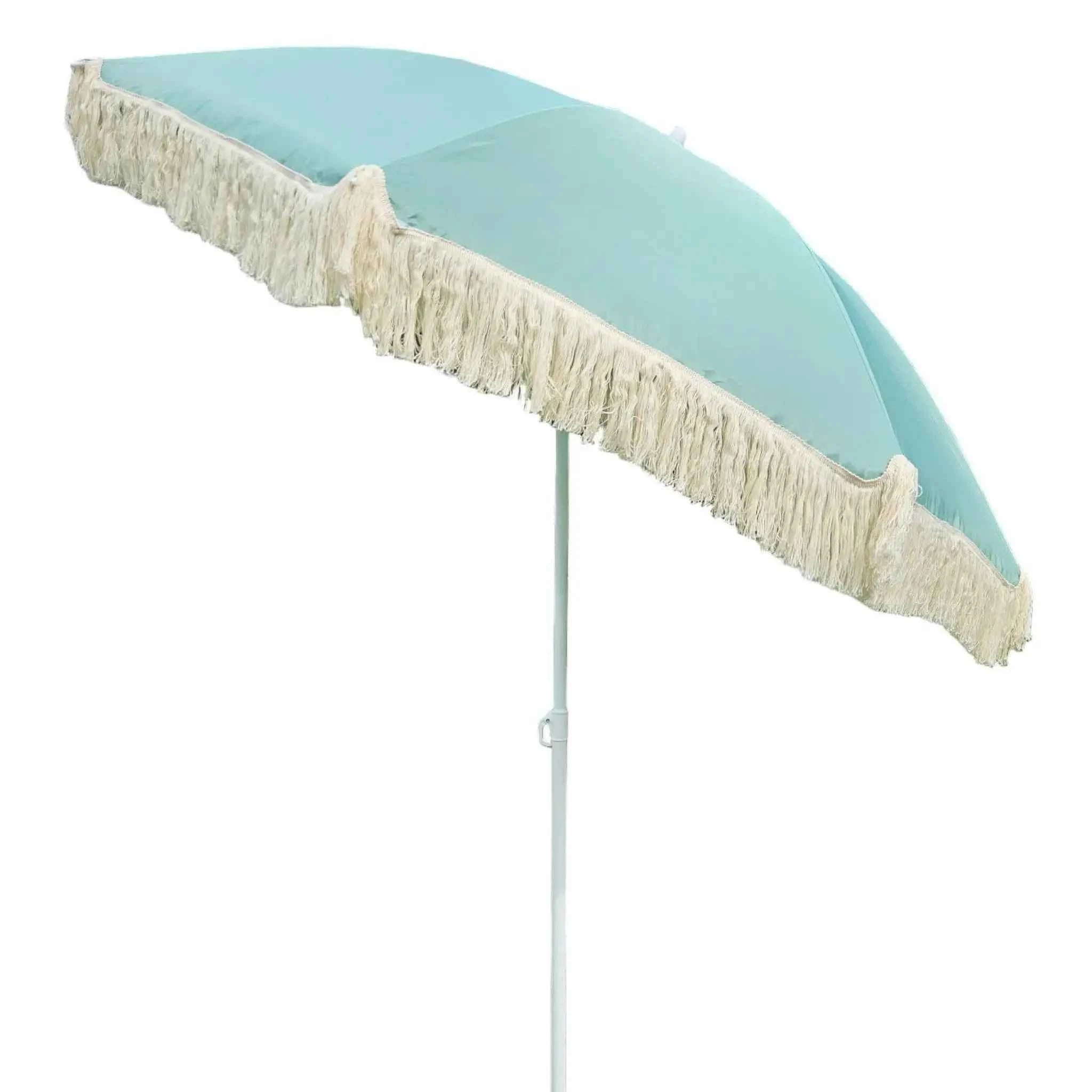 Sonnenschirm Strandschirm Schirm UV Schutz mit Fransen Tasche knickbar Ø 150 cm