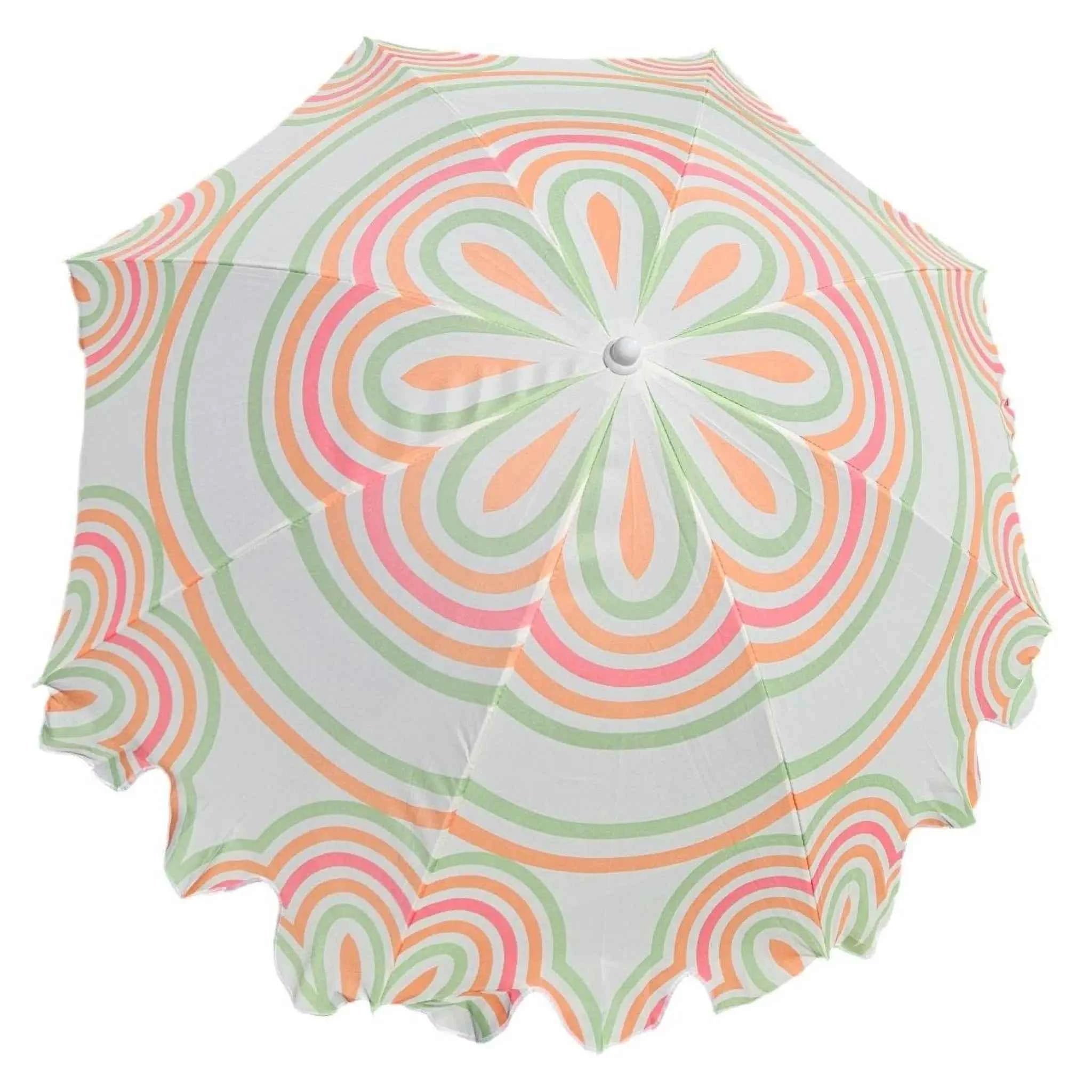 Sonnenschirm Strandschirm UV 30+ Balkonschirm grün blau Kreise Streifen