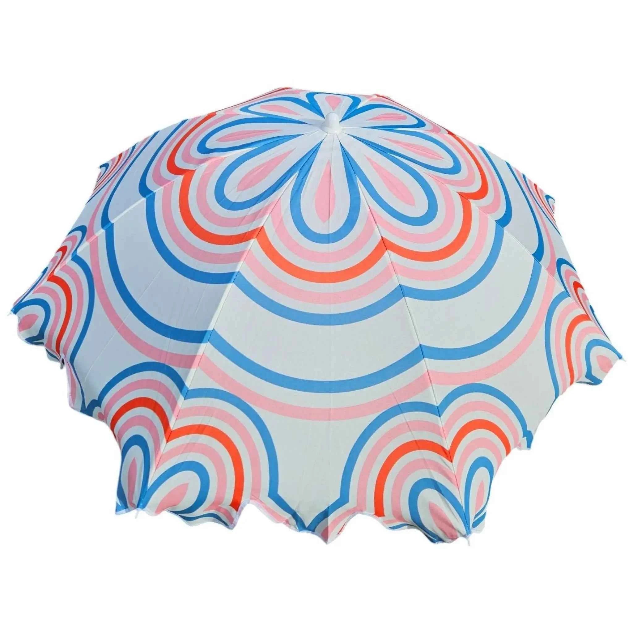 Sonnenschirm Strandschirm UV 30+ Balkonschirm grün blau Kreise Streifen