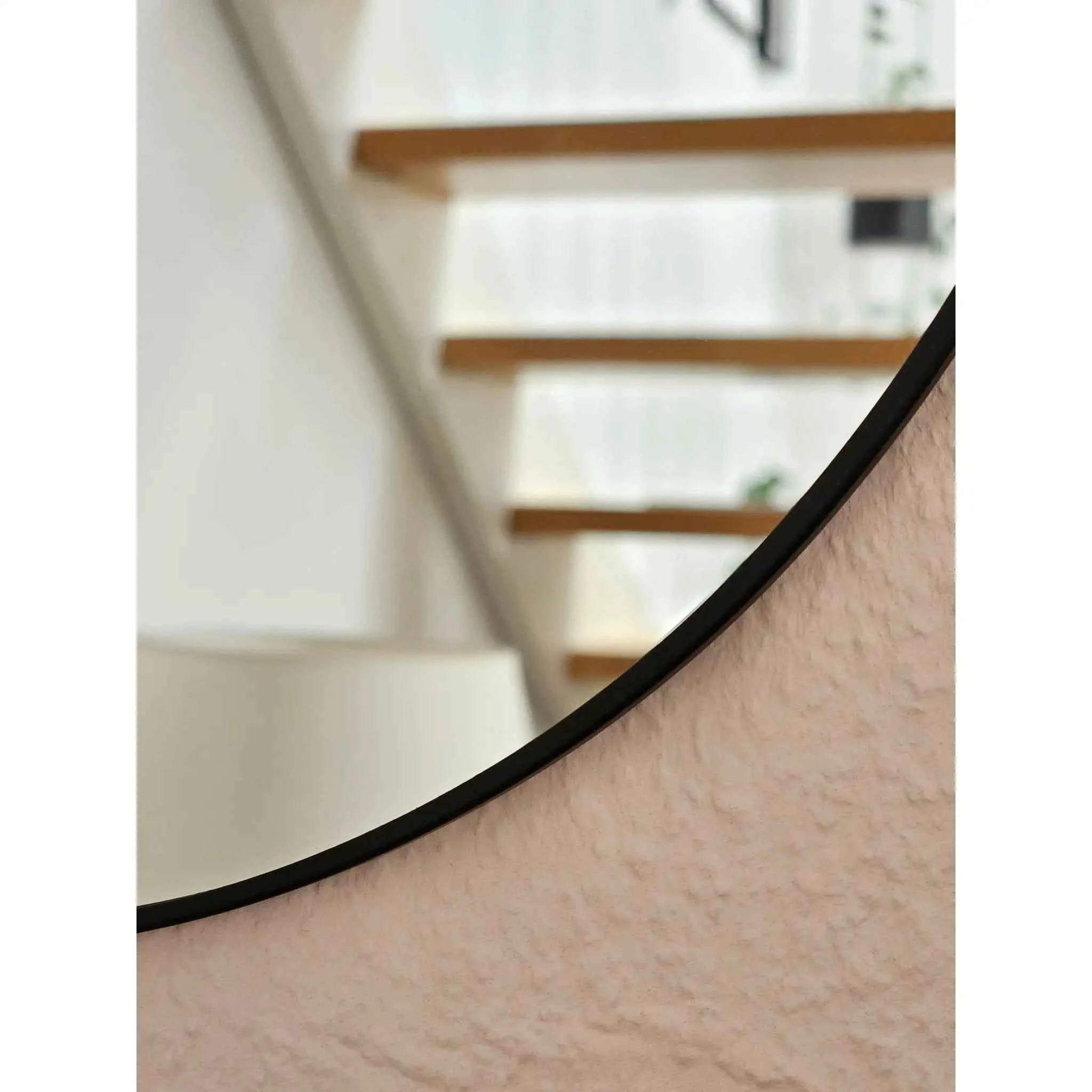 Spiegel rund 30 cm Wandspiegel Metall schwarz Glas Schminkspiegel Dekospiegel