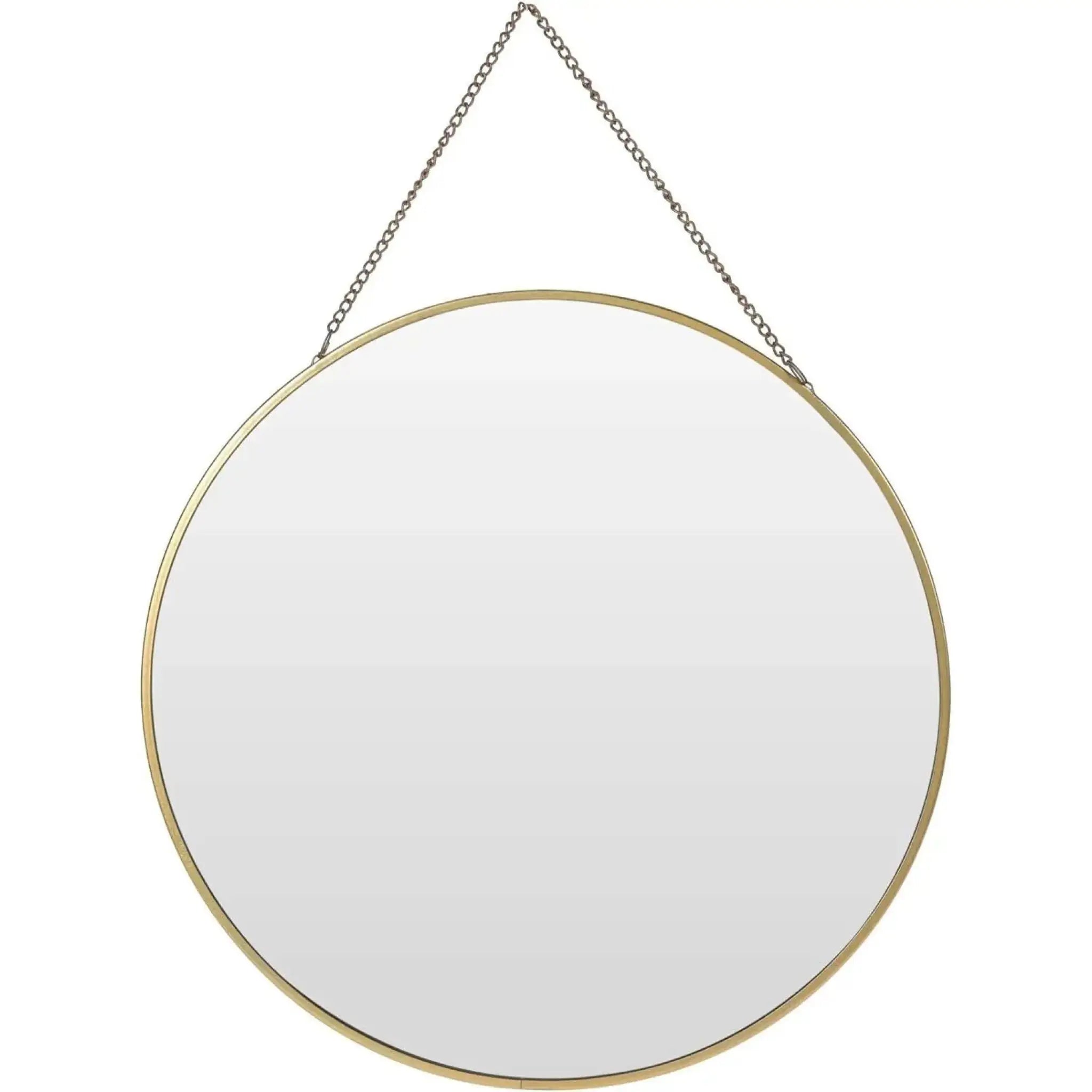 Wandspiegel rund Metall gold matt Ø 30 cm mit Aufhängekette | Miamonda