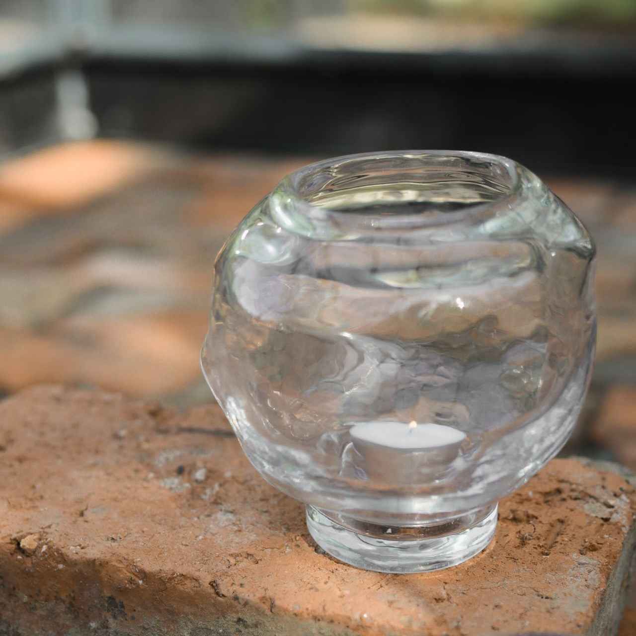 Windlicht aus Glas transparent 12 cm Mini auf Fuß | DBKD