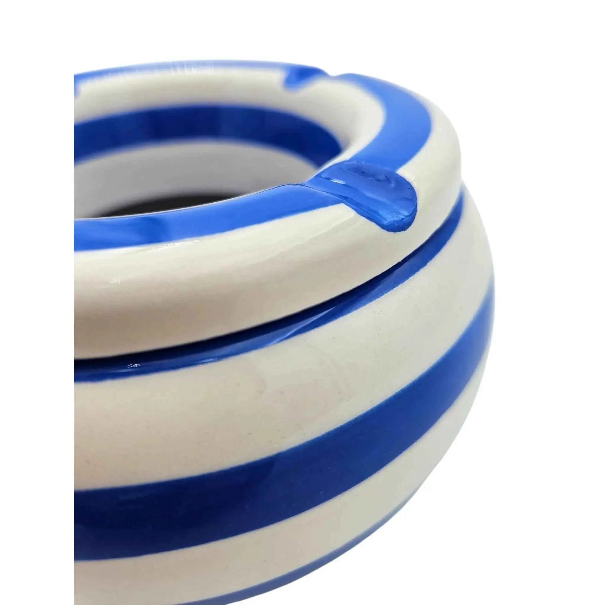 Sturmaschenbecher Mykonos M / XXL 23 cm Maritim blau weiß Aschenbecher gestreift
