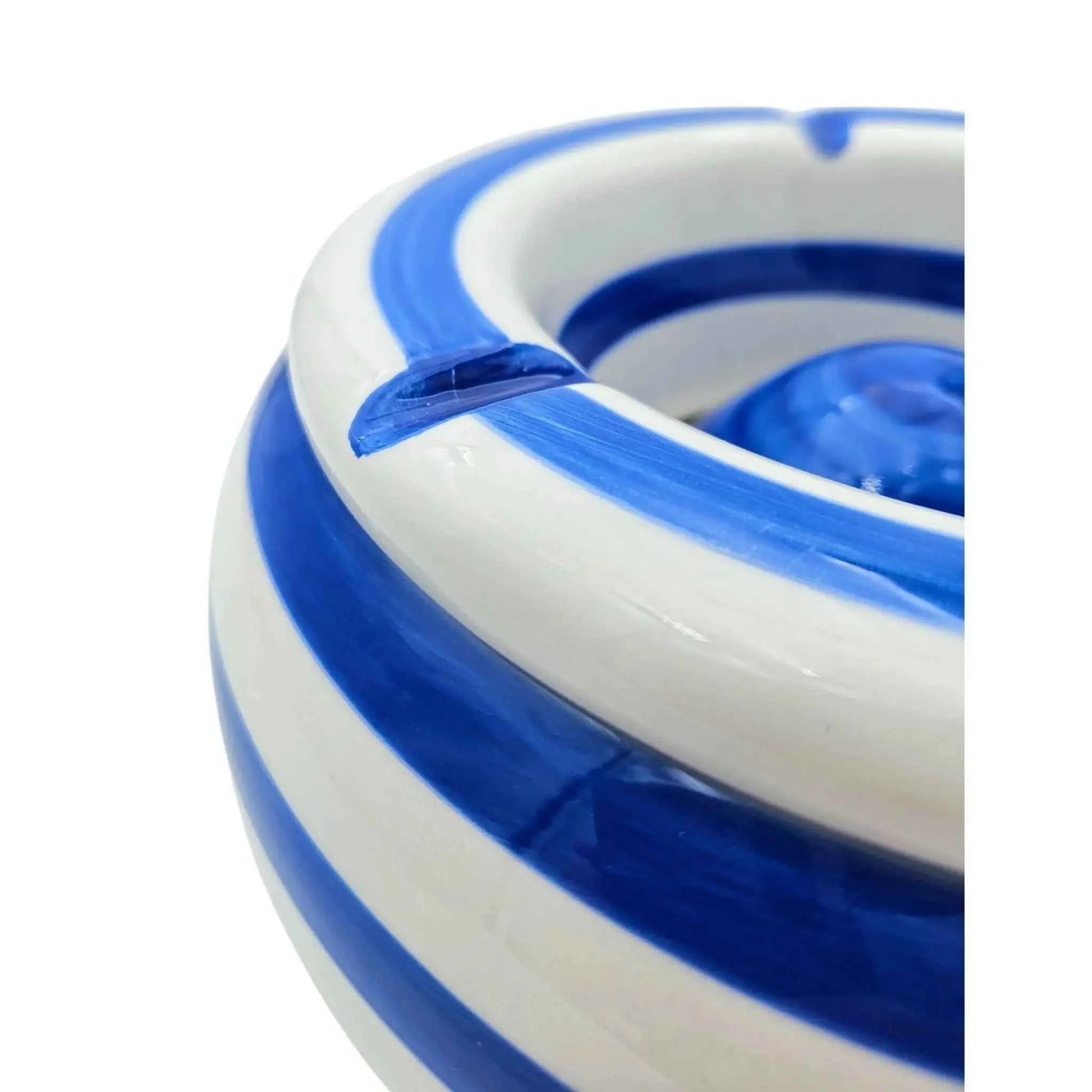 Sturmaschenbecher Mykonos M / XXL 23 cm Maritim blau weiß Aschenbecher gestreift