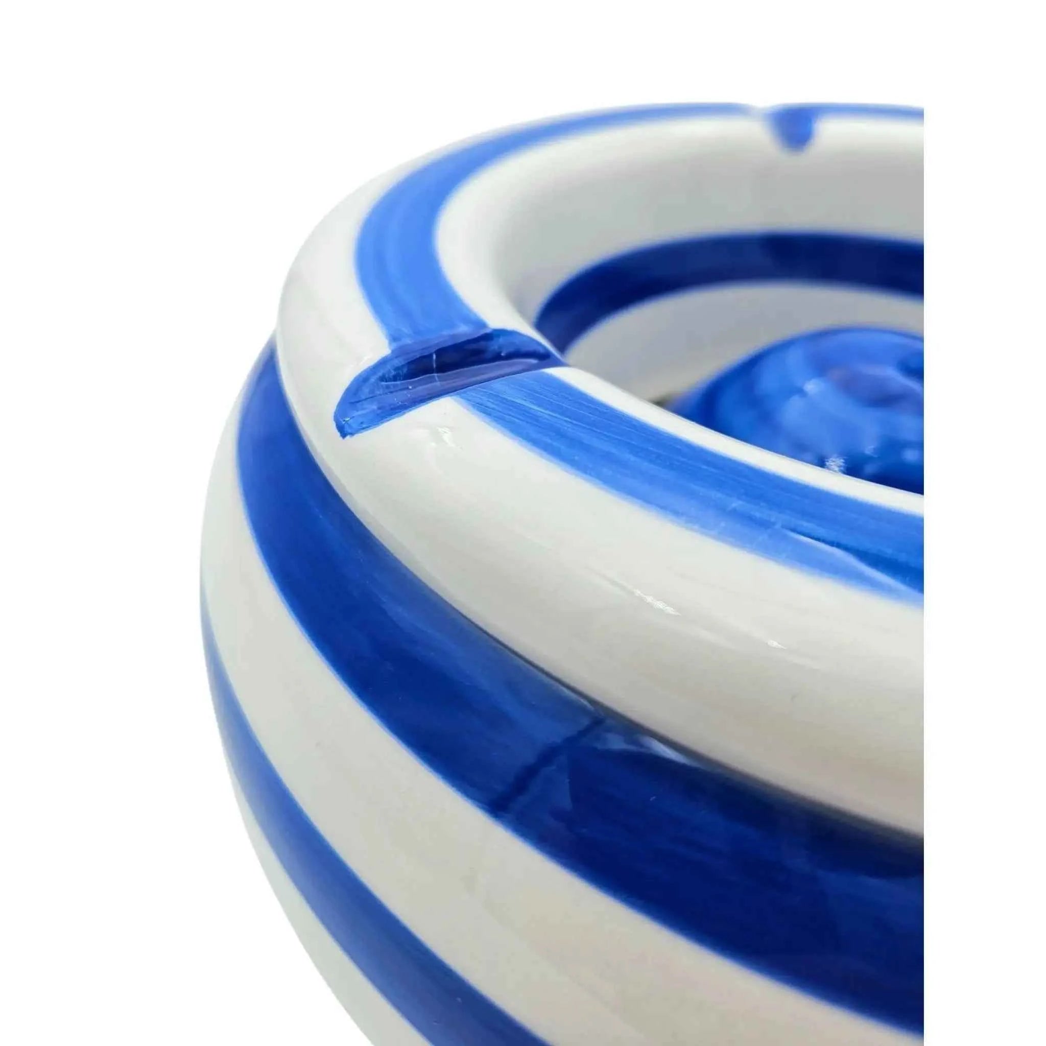 Sturmaschenbecher Mykonos M / XXL 23 cm Maritim blau weiß Aschenbecher gestreift
