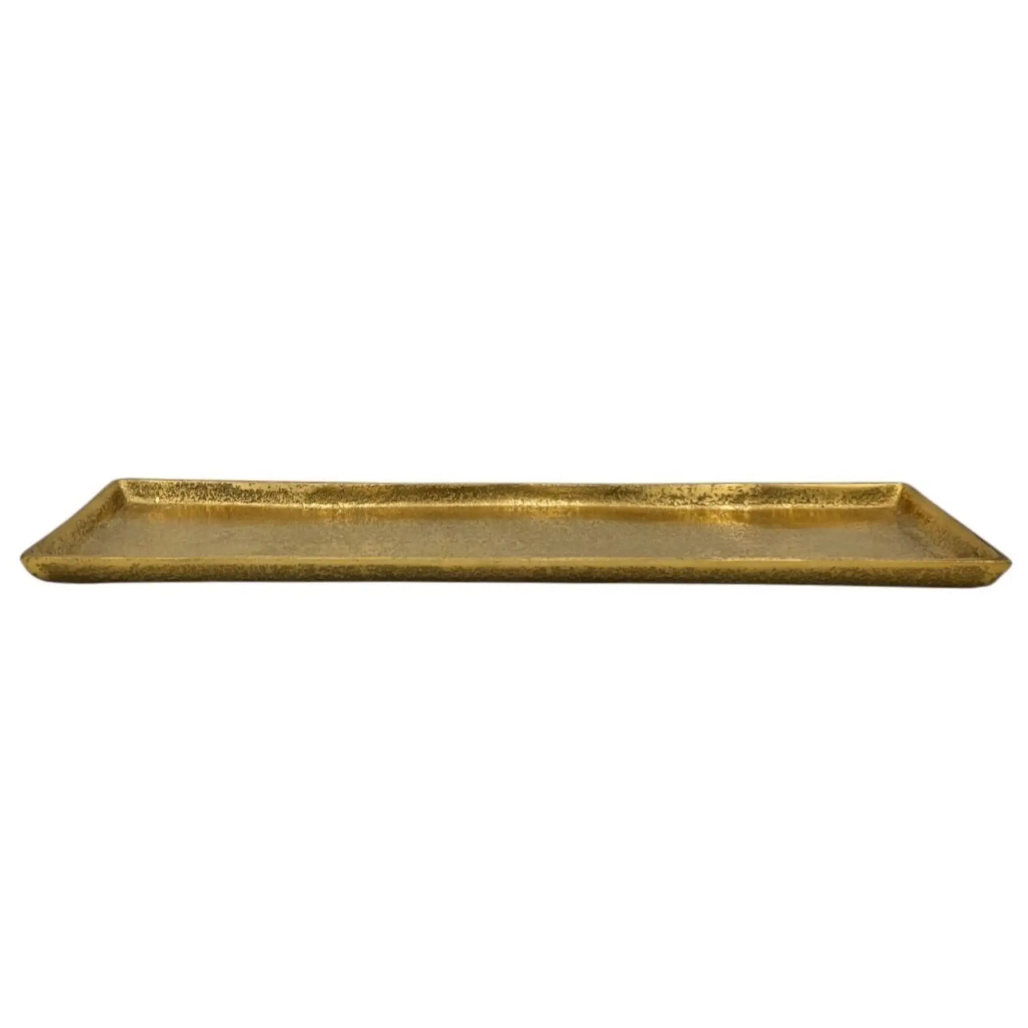 Dekotablett rechteckig Aluminium gold 44x13 cm mit Filzgleitern | Miamonda