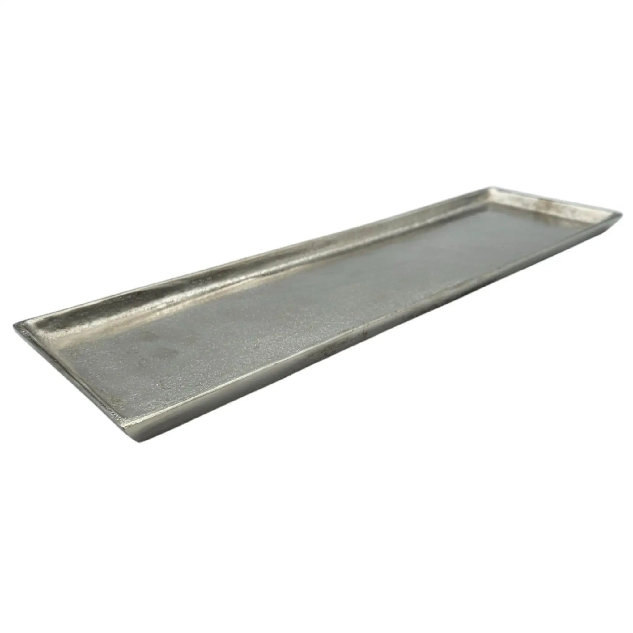 Dekotablett Aluminium silber rechteckig 44x13 cm mit Filzgleitern | Miamonda