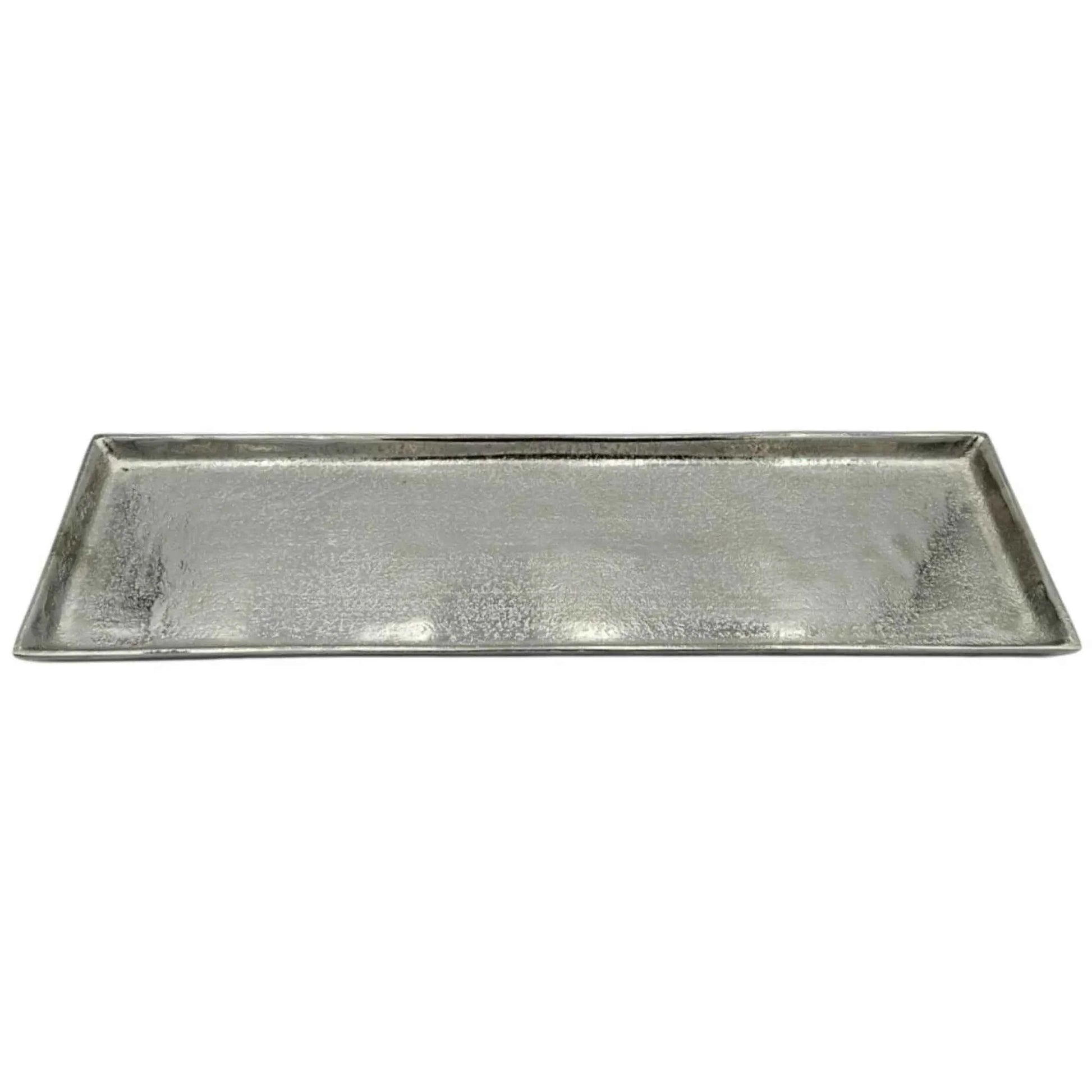 Tablett Deko Metall 44x13 cm silber Kerzentablett Dekotablett Dekoschale rechteckig