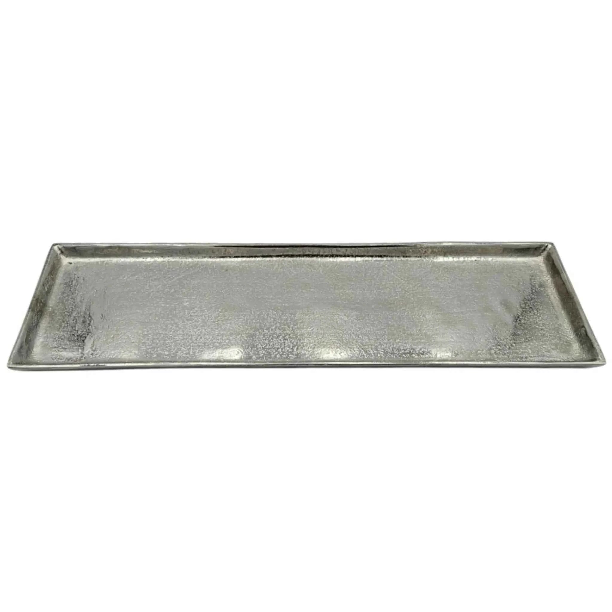 Tablett Deko Metall 44x13 cm silber Kerzentablett Dekotablett Dekoschale rechteckig