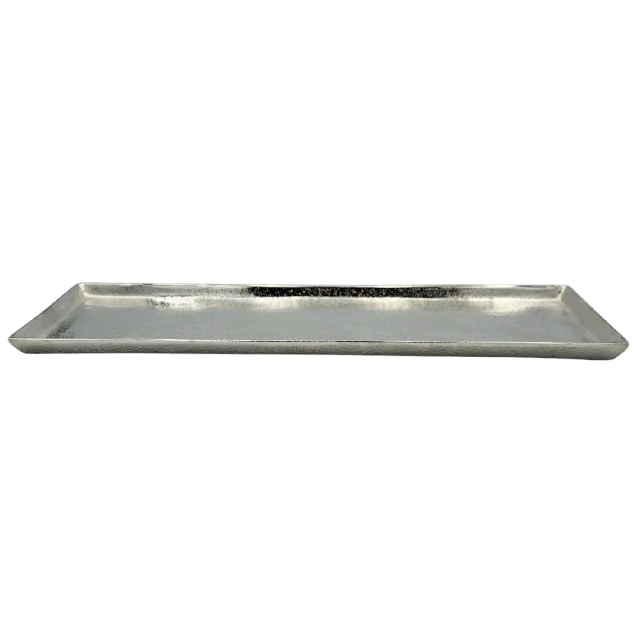 Dekotablett Aluminium silber rechteckig 44x13 cm mit Filzgleitern | Miamonda