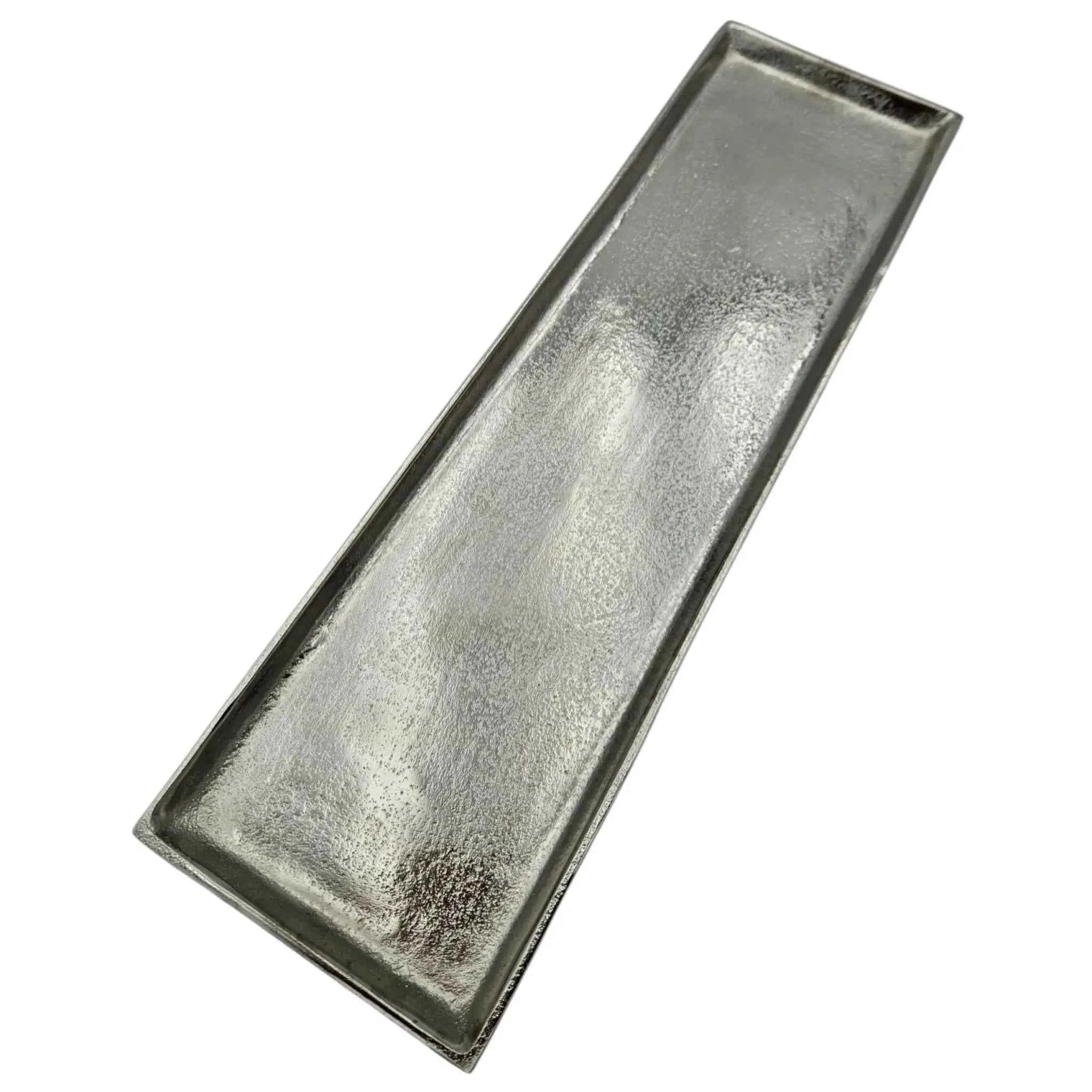 Tablett Deko Metall 44x13 cm silber Kerzentablett Dekotablett Dekoschale rechteckig