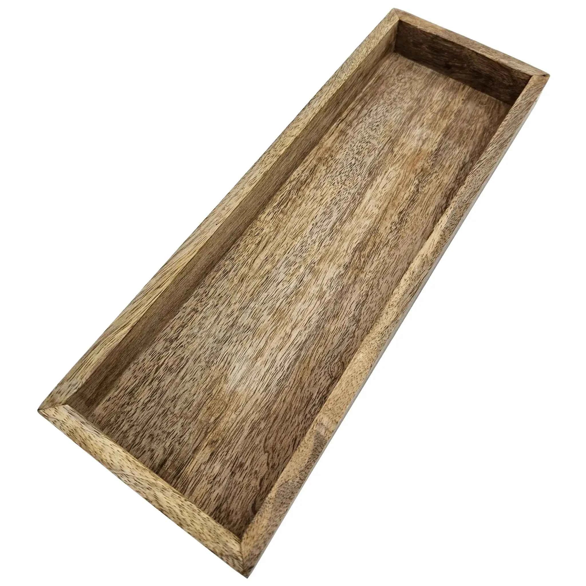 Tablett Mangoholz Dekotablett Holztablett Holz Tischdeko Serviertablett 34x12 cm