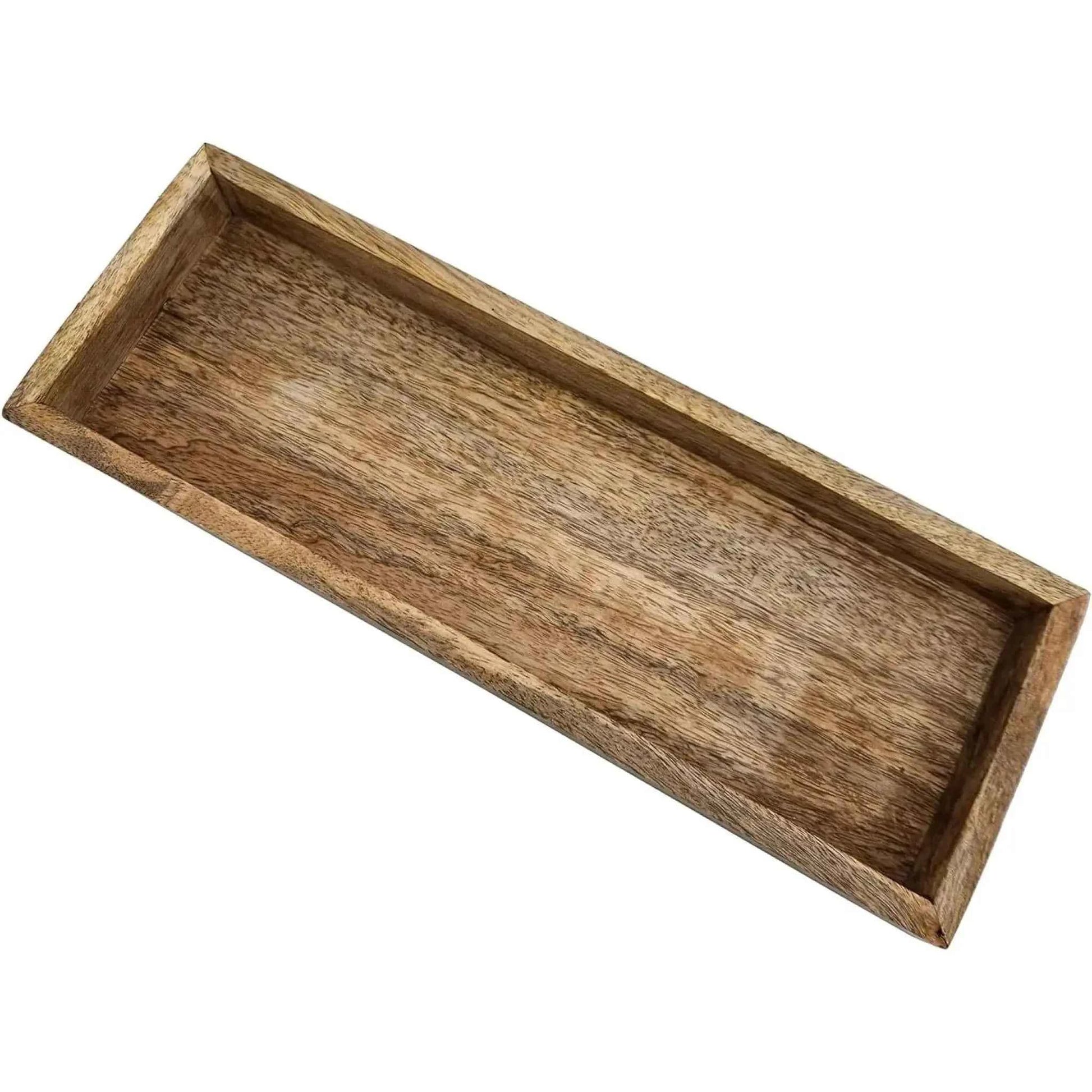 Tablett Mangoholz Dekotablett Holztablett Holz Tischdeko Serviertablett 34x12 cm