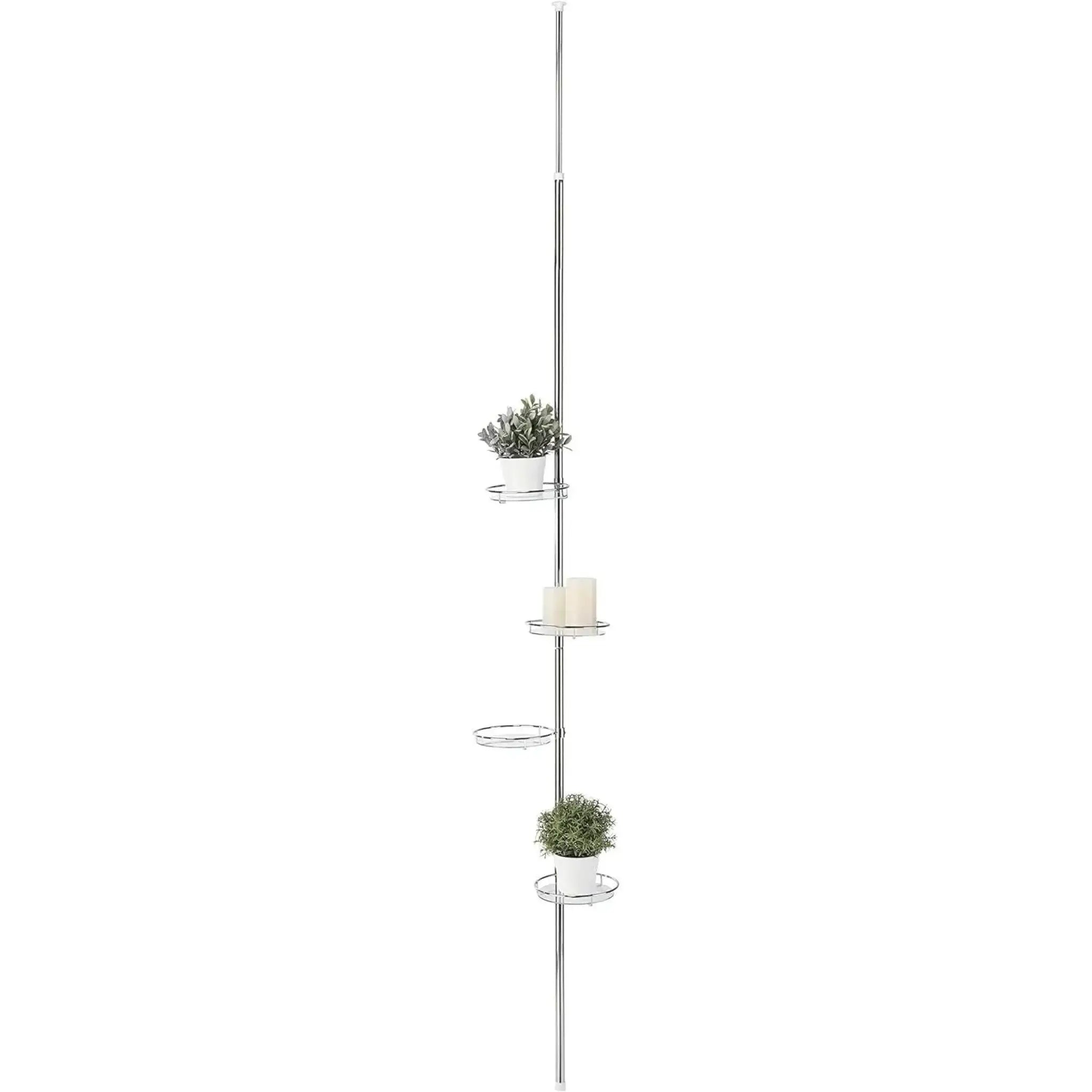 Teleskop-Blumenregal 175-275 cm Pflanztreppe 4 Glasböden verchromt | Miamonda