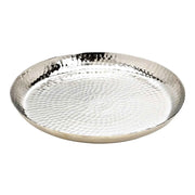 Teller silber Metallteller Deko Schale Hammerschlag Kerzenteller rund 37 cm