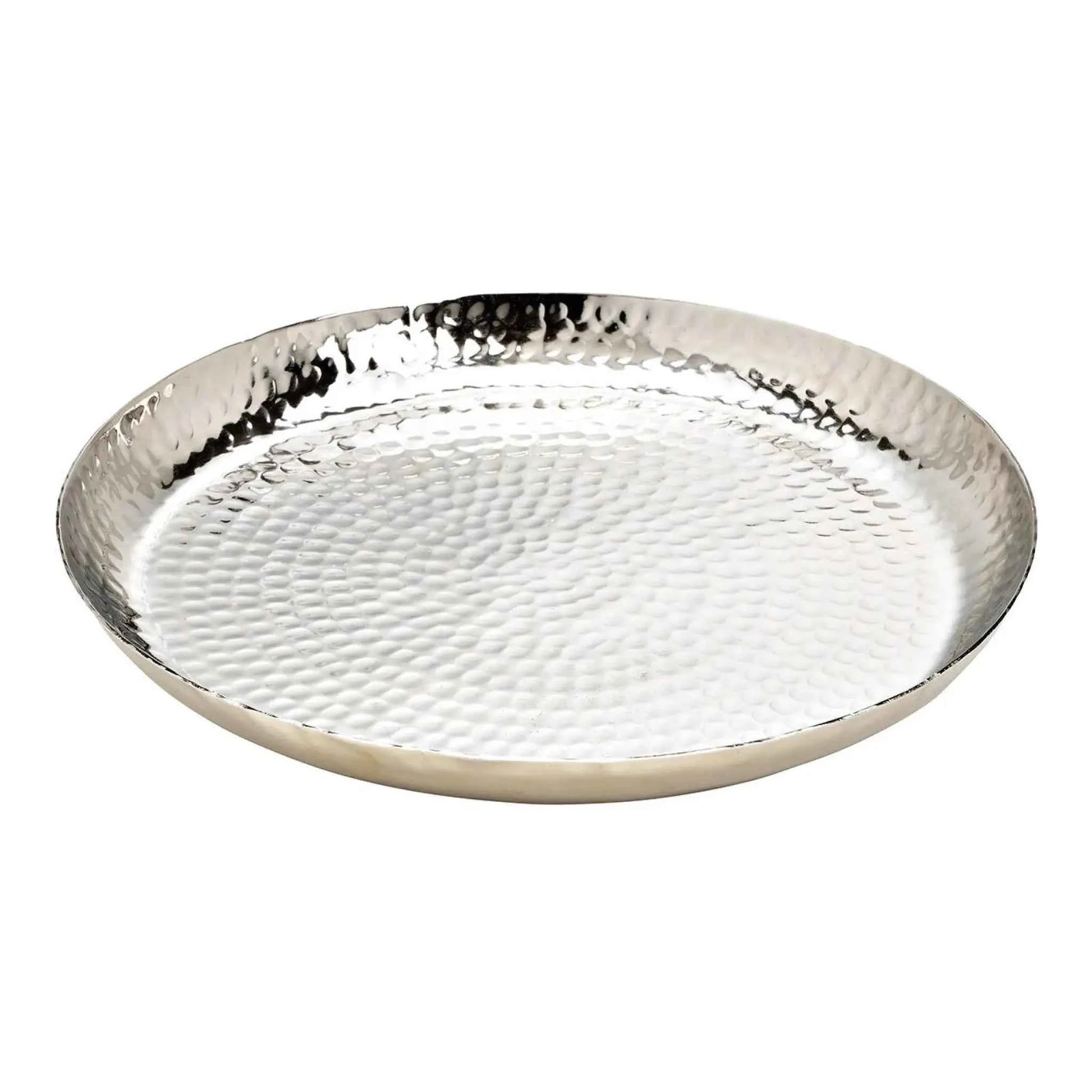 Teller silber Metallteller Deko Schale Hammerschlag Kerzenteller rund 37 cm