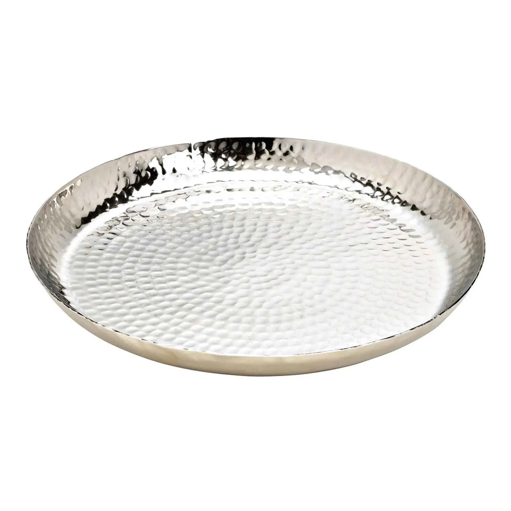 Teller silber Metallteller Deko Schale Hammerschlag Kerzenteller rund 37 cm