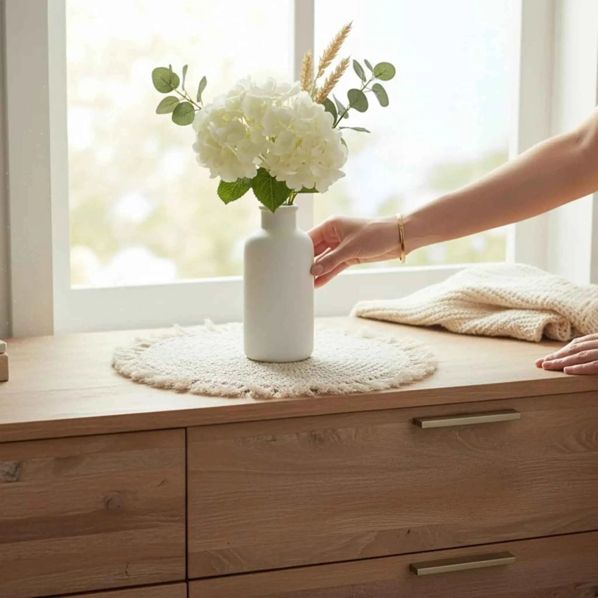 Tischset Makramee Platzset Tischdeko Untersetzer rund boho Deko creme 38 cm